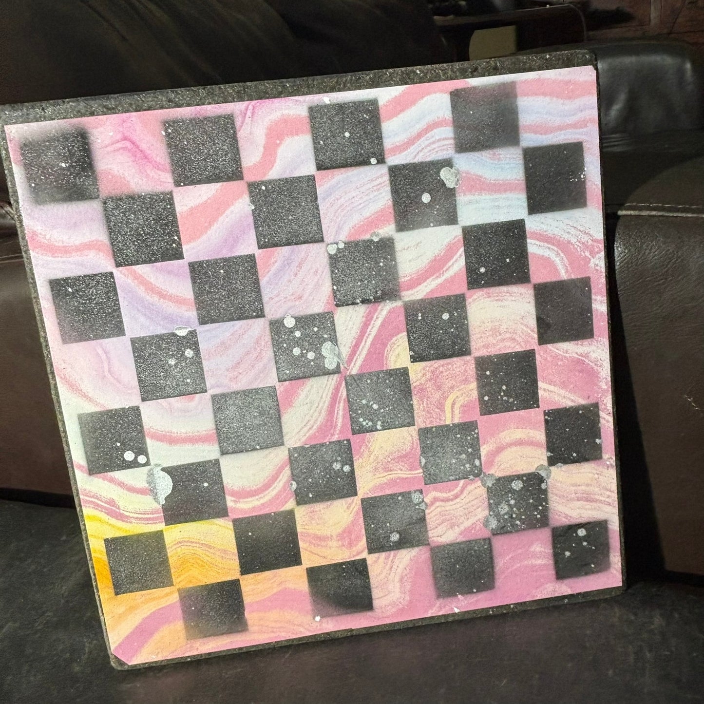 Pink Swirl - Scrapbook Chess Board