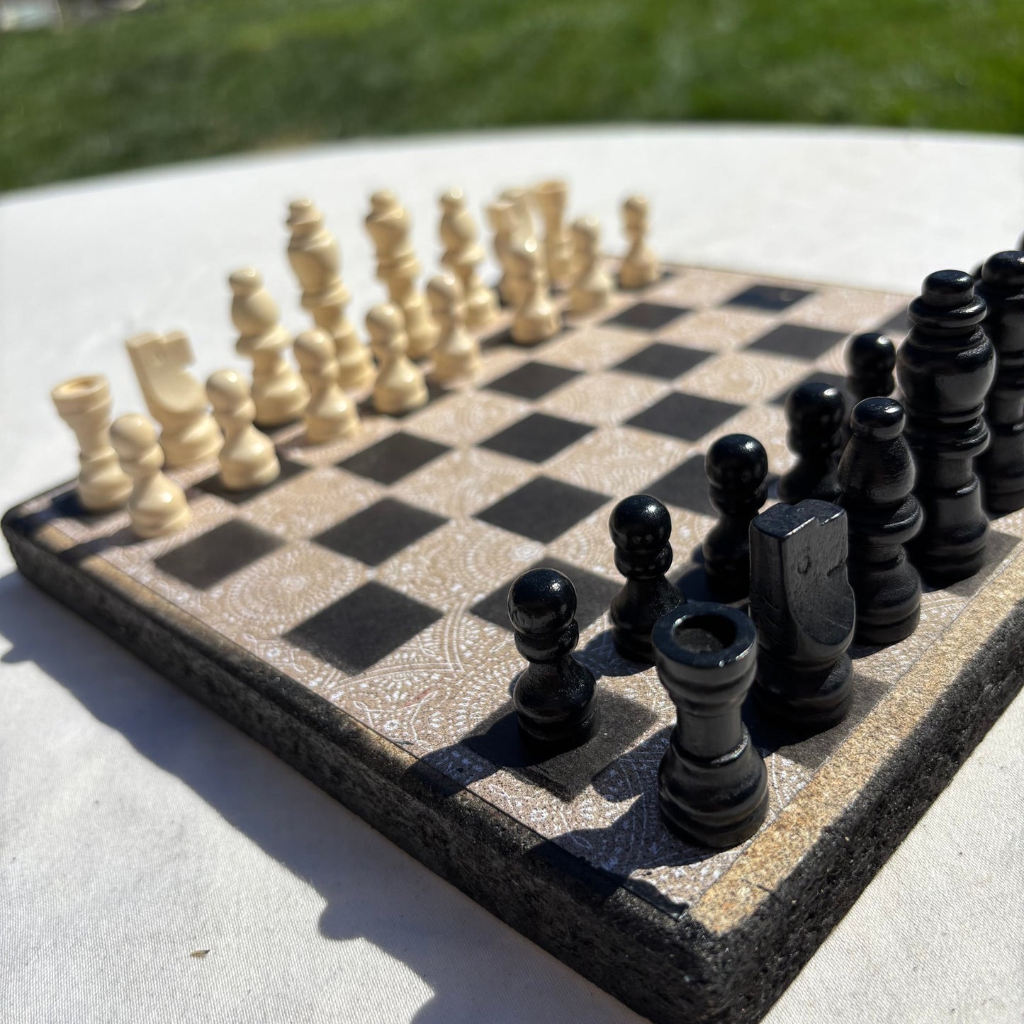 Vintage Cream Pattern - Scrapbook Chess Set
