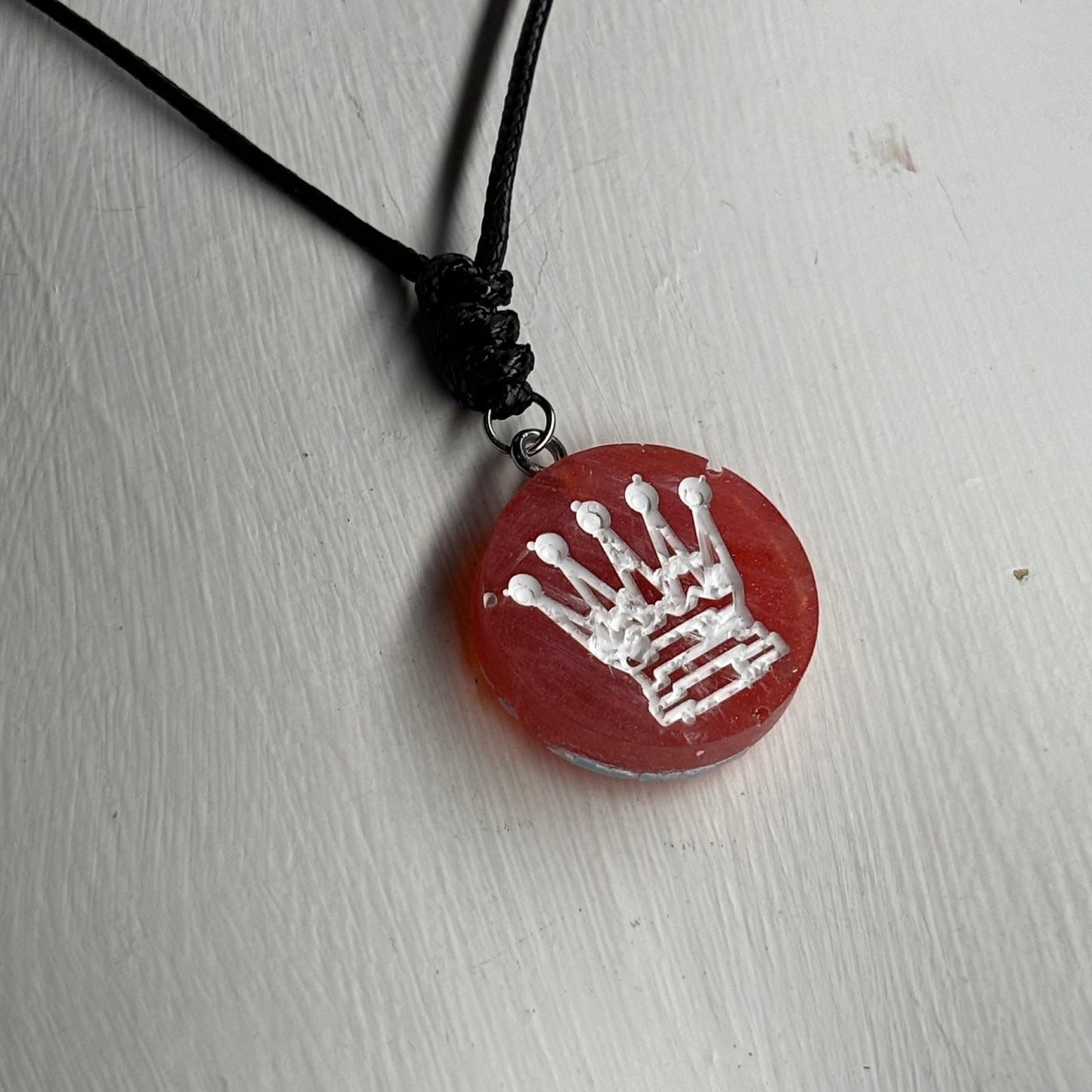 Cherry Red Queen - Handmade Resin Chess Necklace