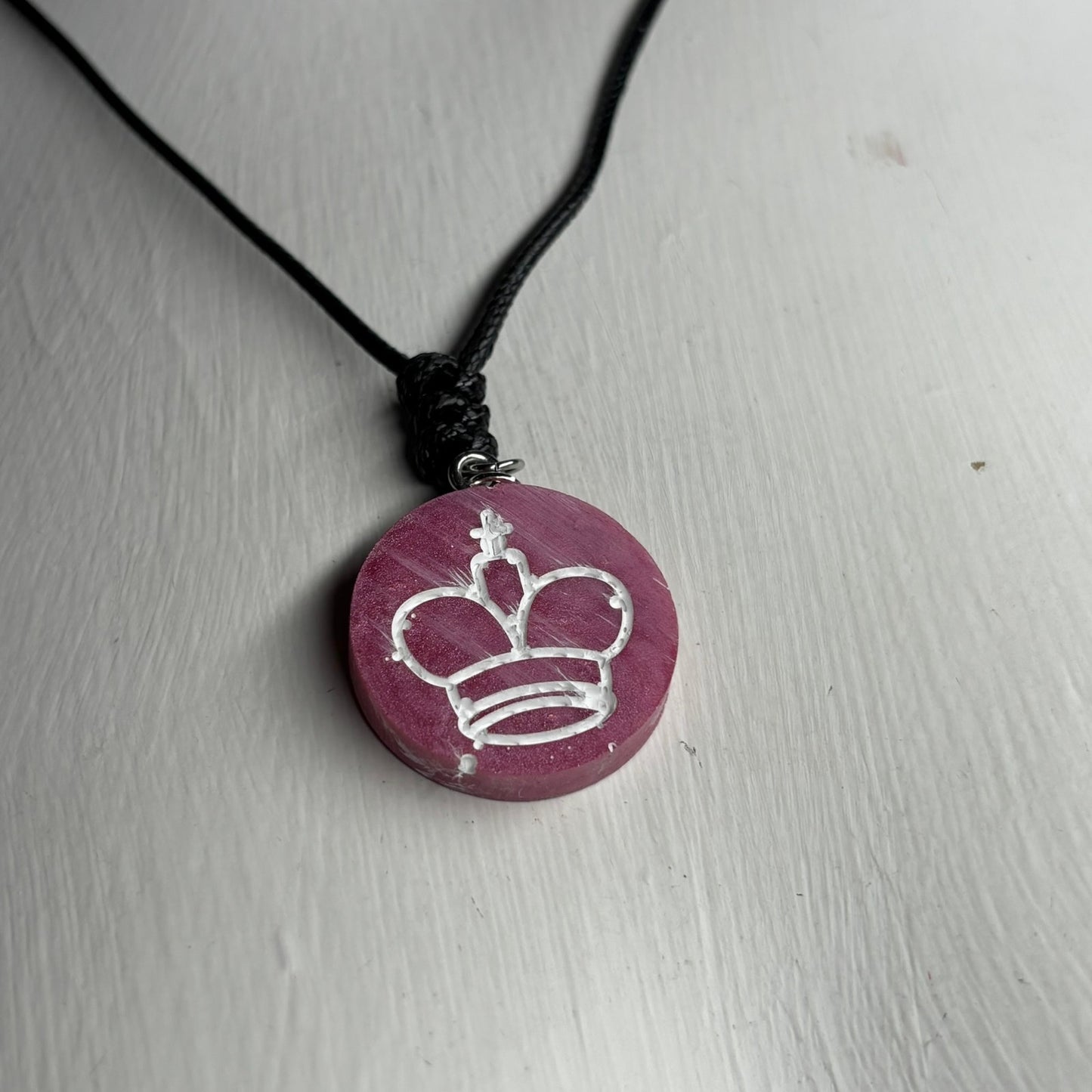 Brush Pink King - Handmade Resin Chess Necklace