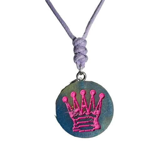 Blue Pink Queen - Handmade Resin Chess Necklace