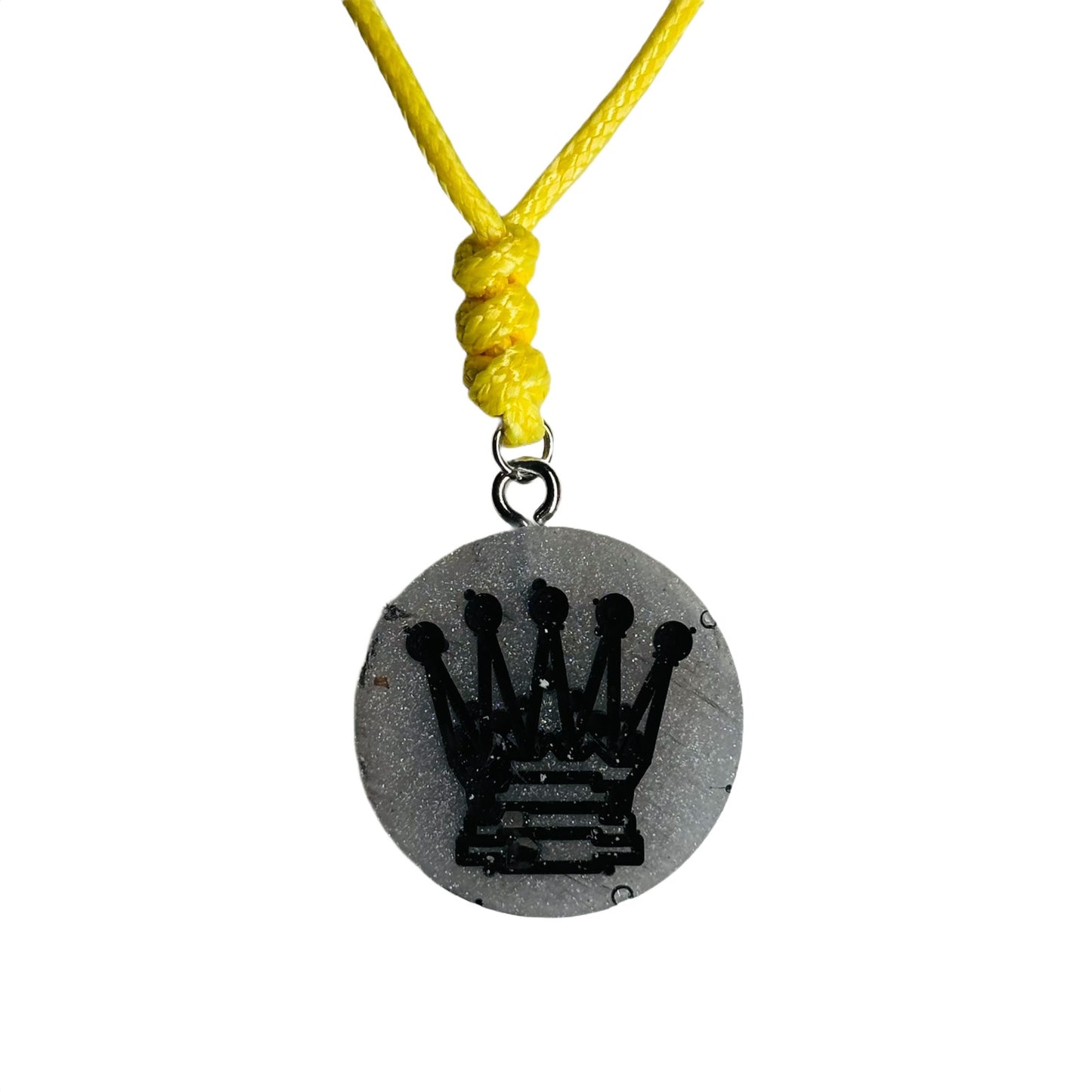 Silver Yellow Queen - Handmade Resin Chess Necklace
