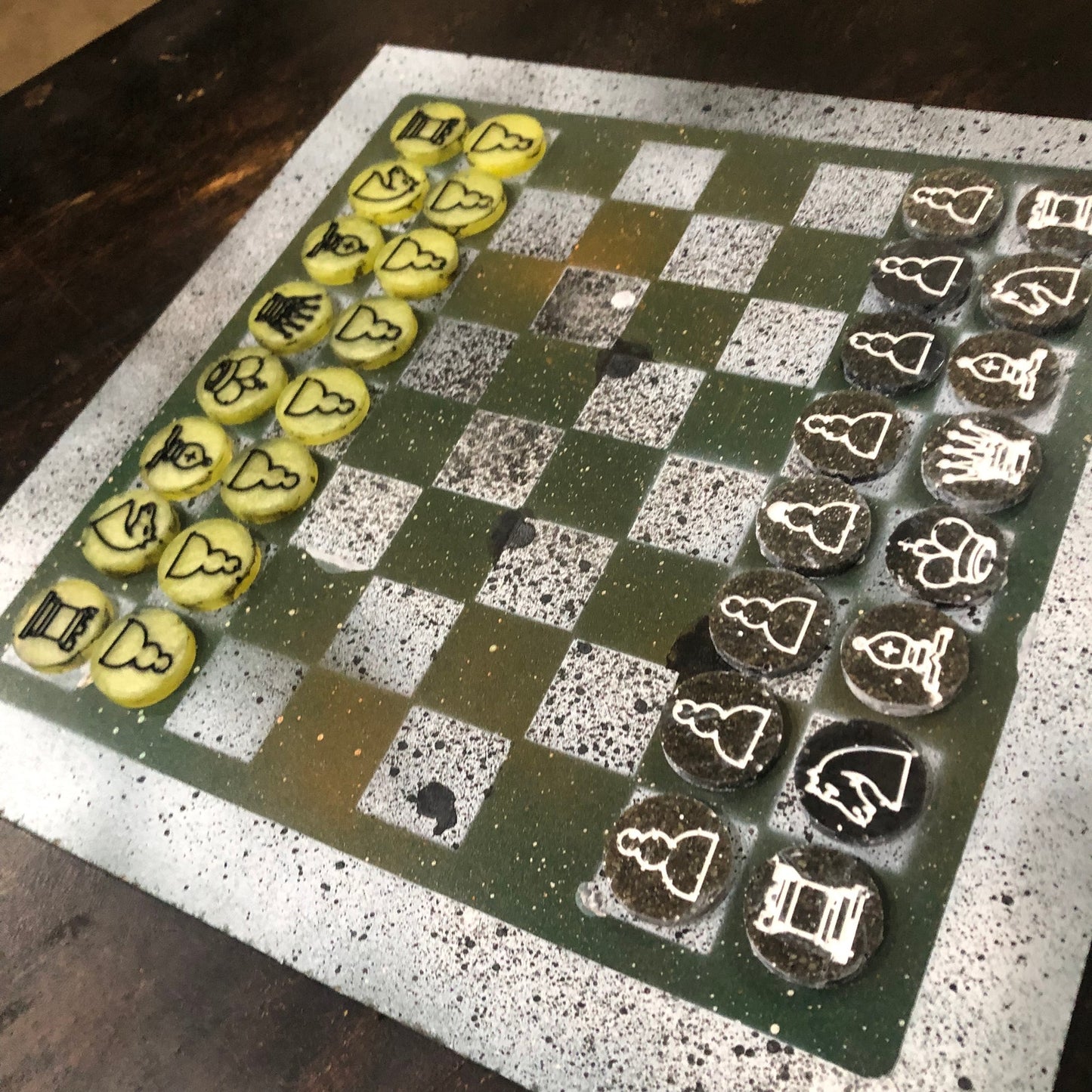 Toxic Green - Painted Chess Set