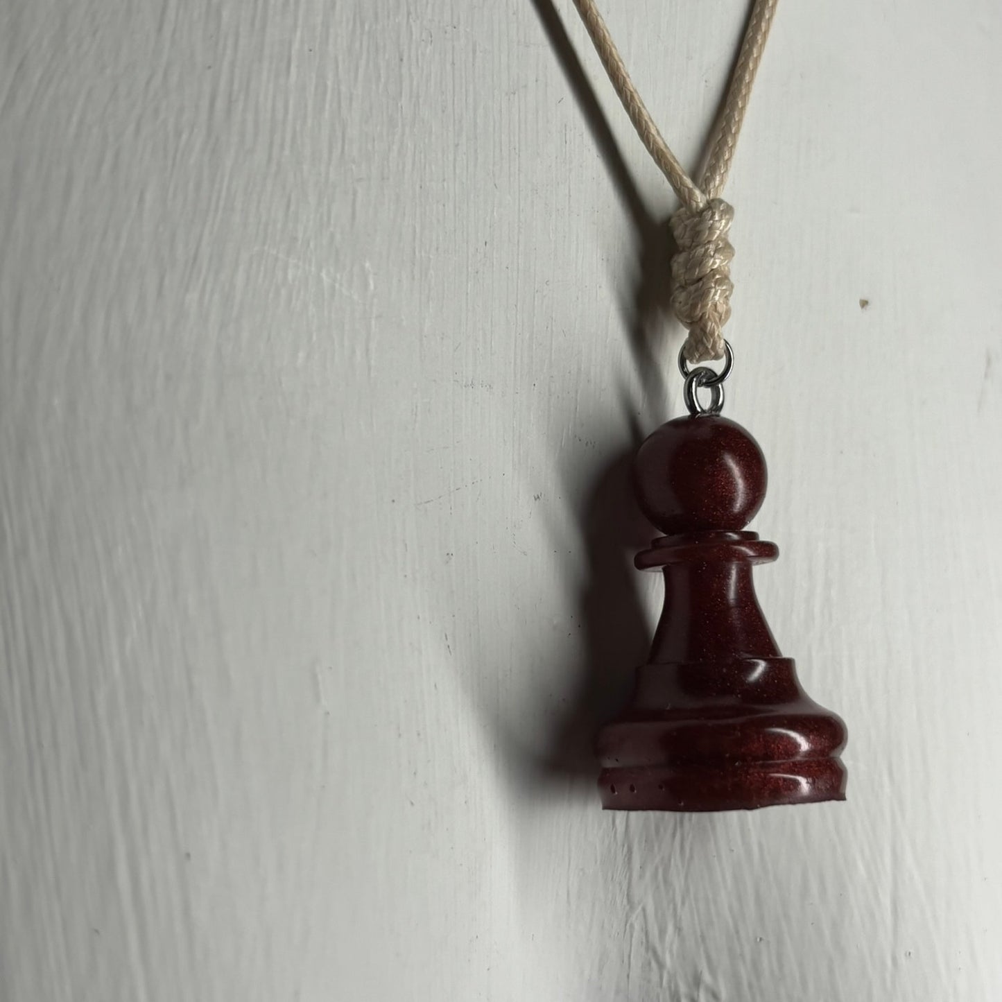 Bronze Red Pawn - Handmade Resin Chess Necklace