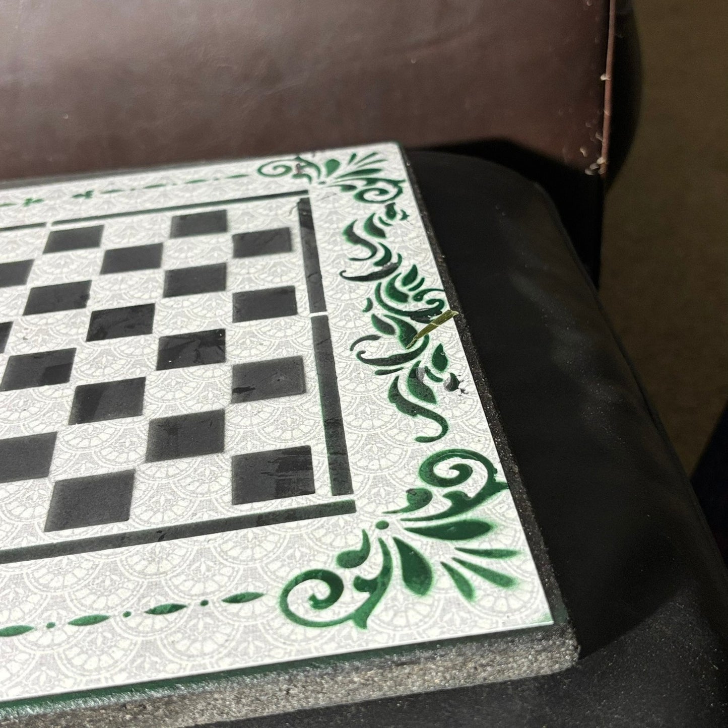 Gray White & Green - Scrapbook Chess Board