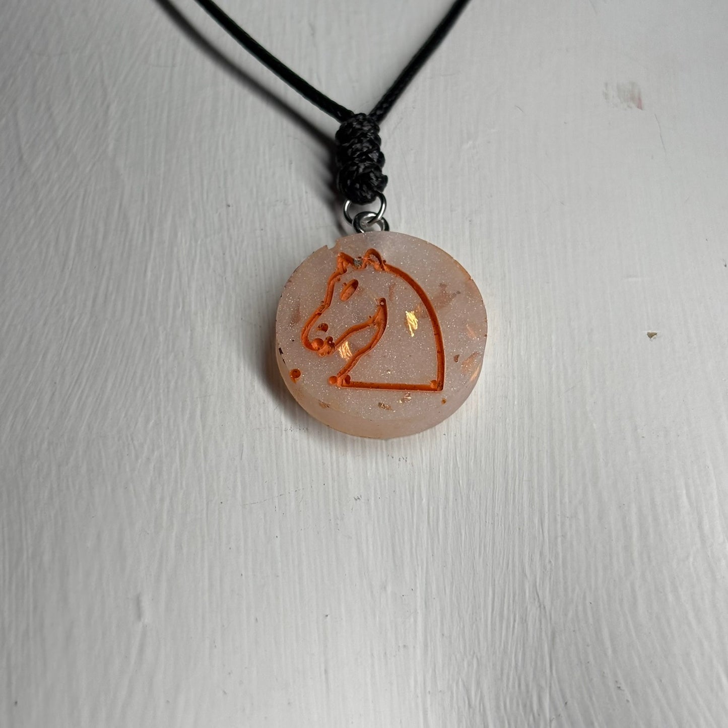 Crystal Orange Knight - Handmade Resin Chess Necklace