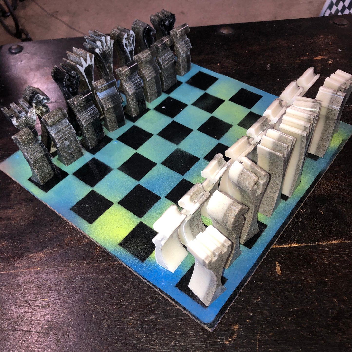 Cosmic Green - Painted Chess Set
