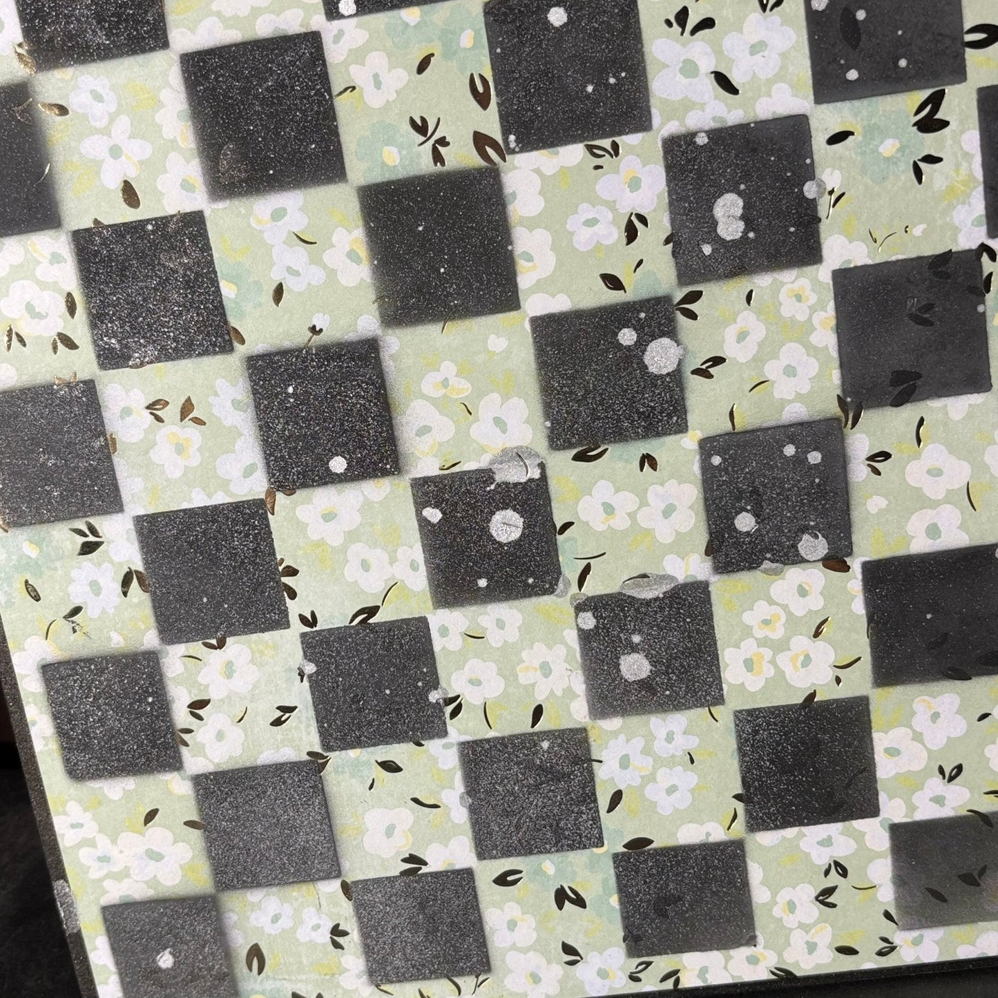 Mint Green & Black - Scrapbook Chess Board
