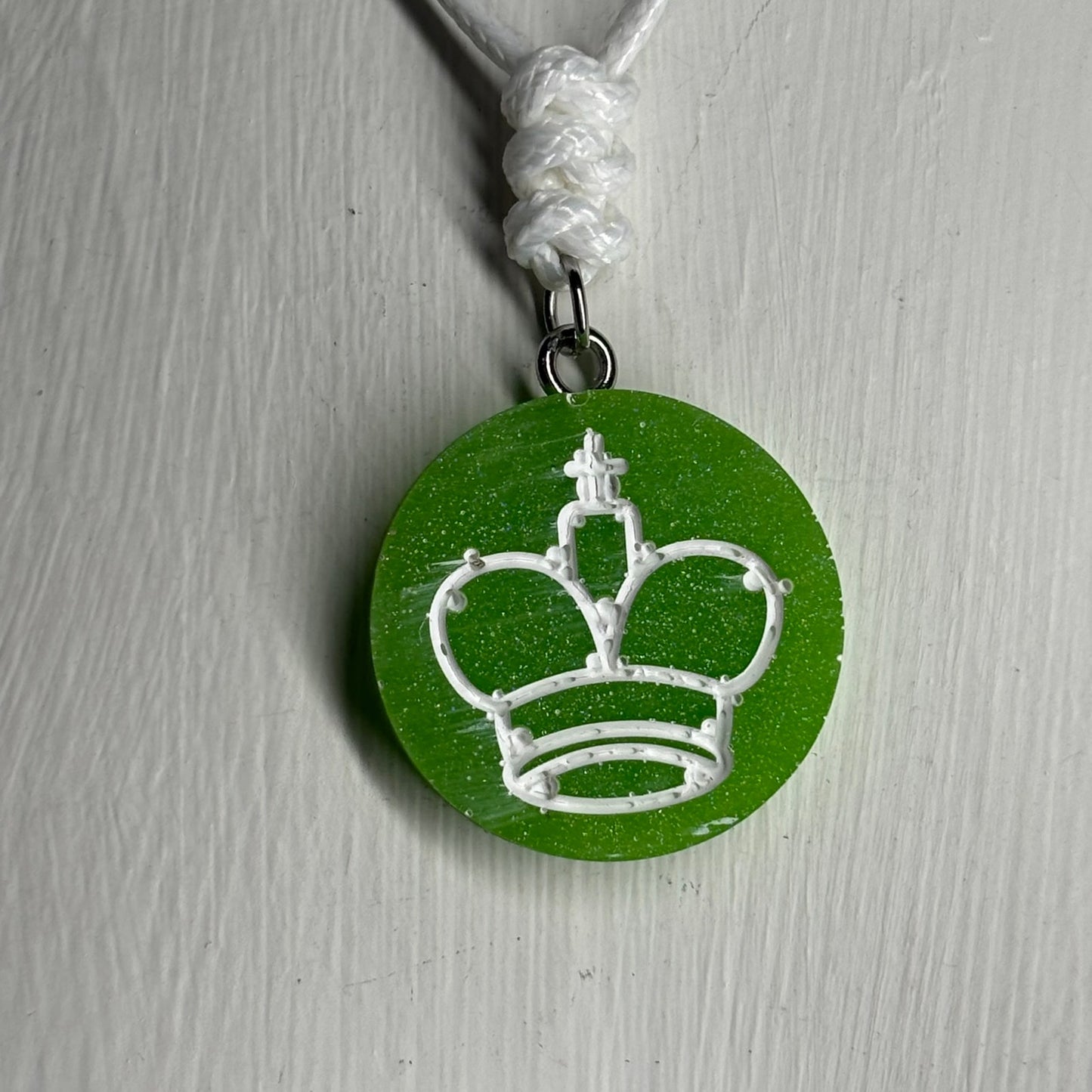 Green King - Handmade Resin Chess Necklace