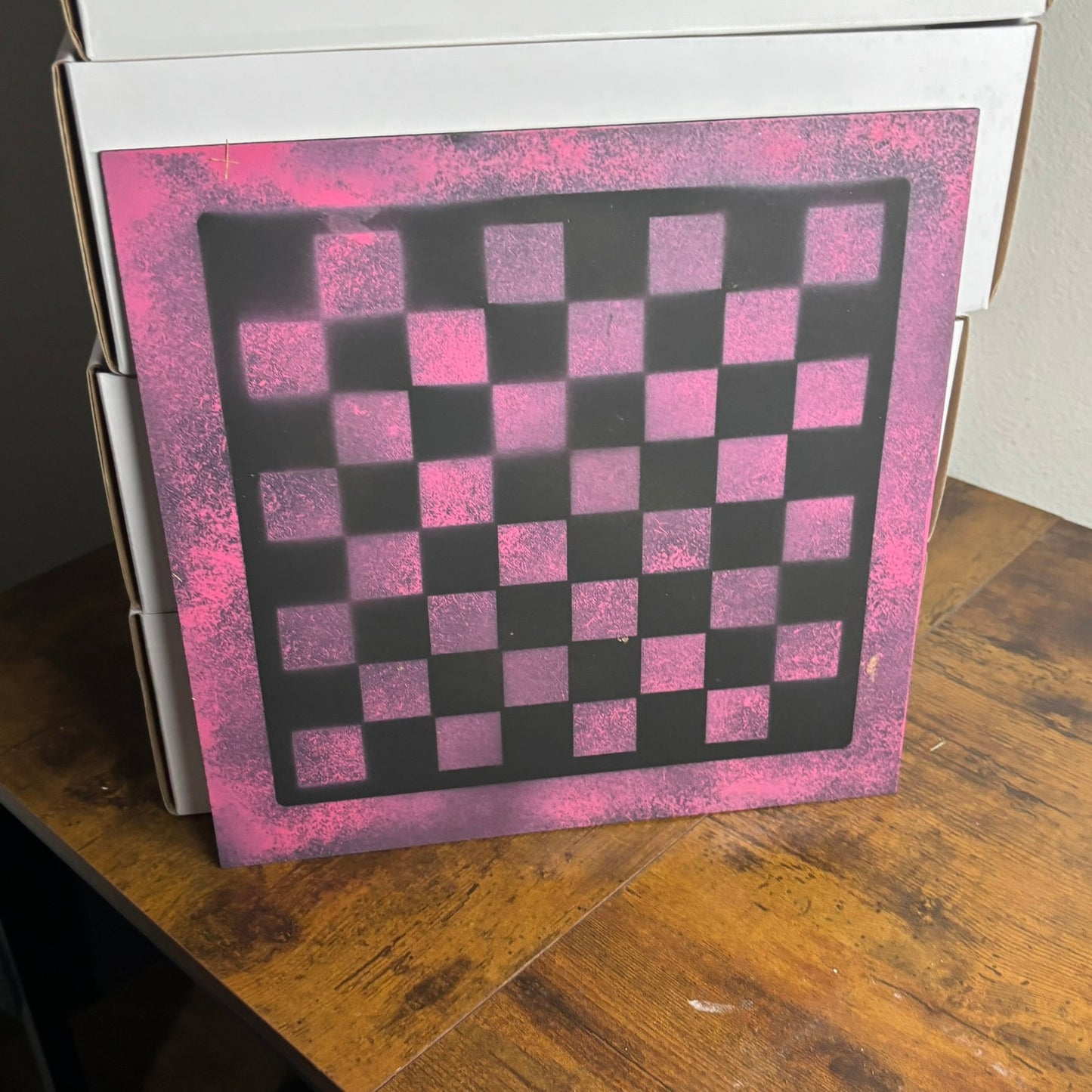 Pink & Black - Painted Chess Board