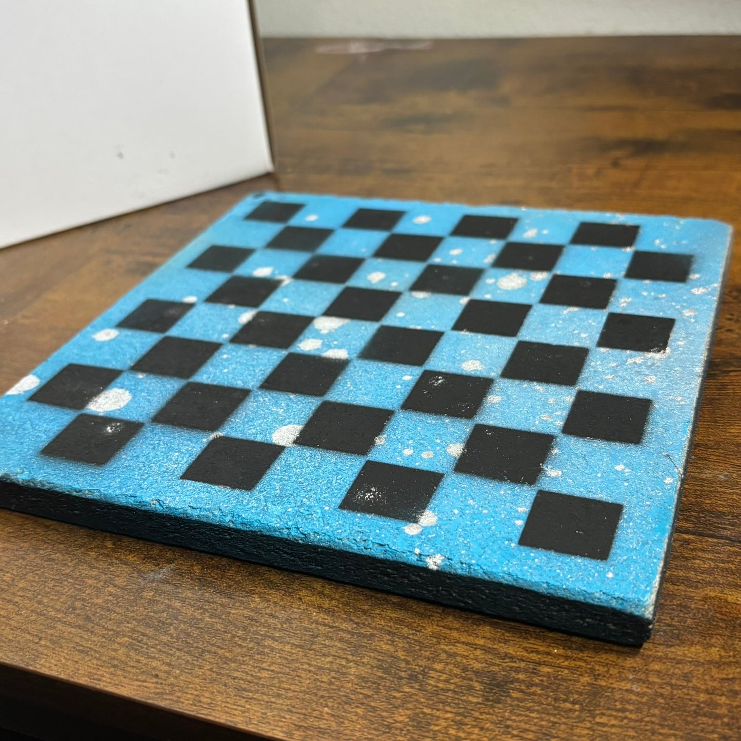 Red & Black Chrome Drip - Painted Double Sided Chess Board