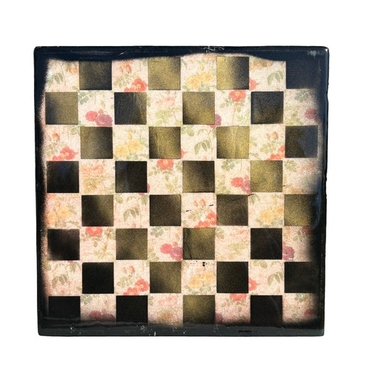 Vintage Flowers  - Resin Coated Chess Board