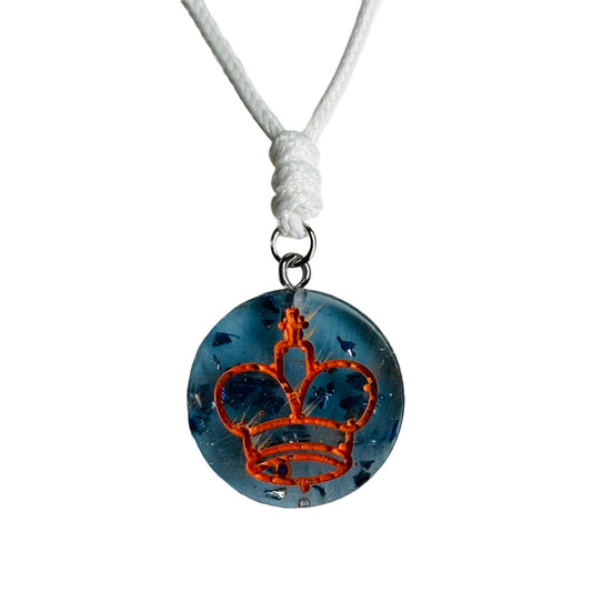 Royal Blue King - Handmade Resin Chess Necklace