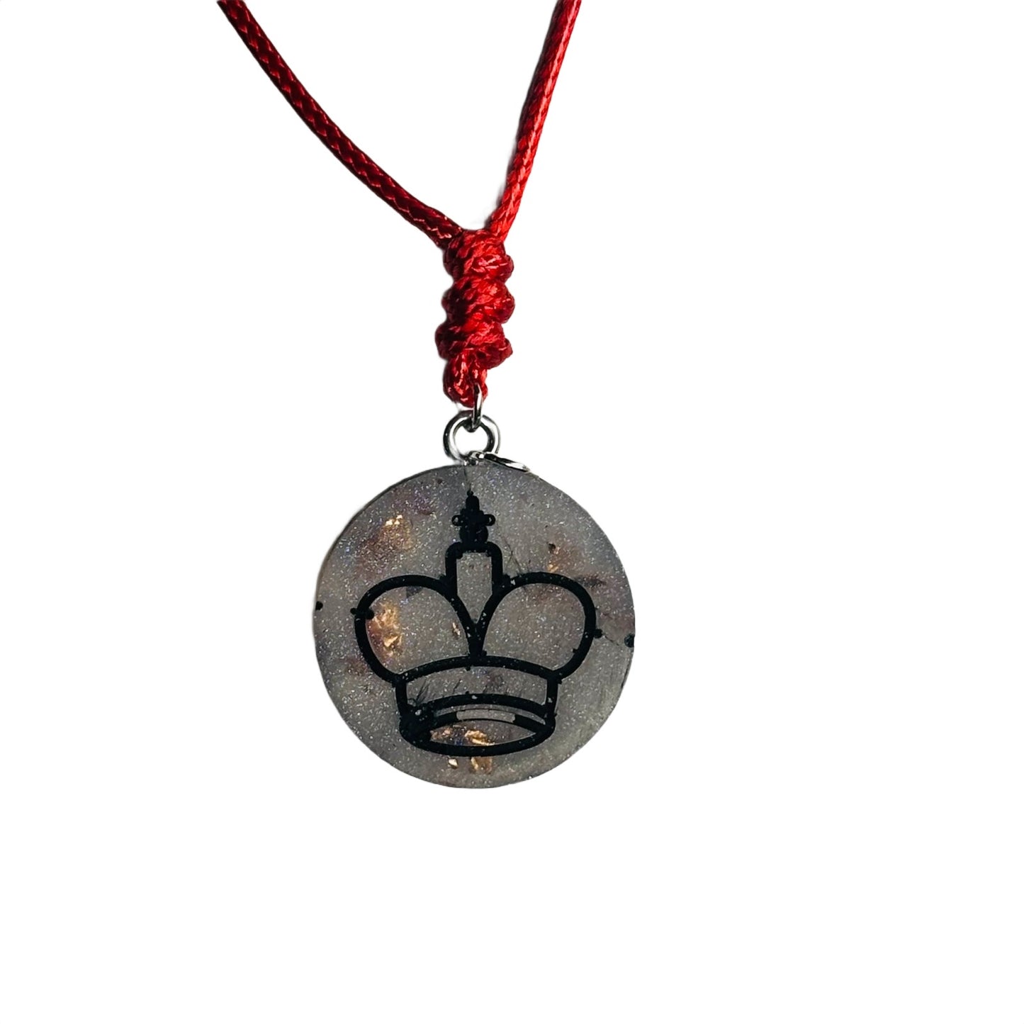 Royal Silver King - Handmade Resin Chess Necklace