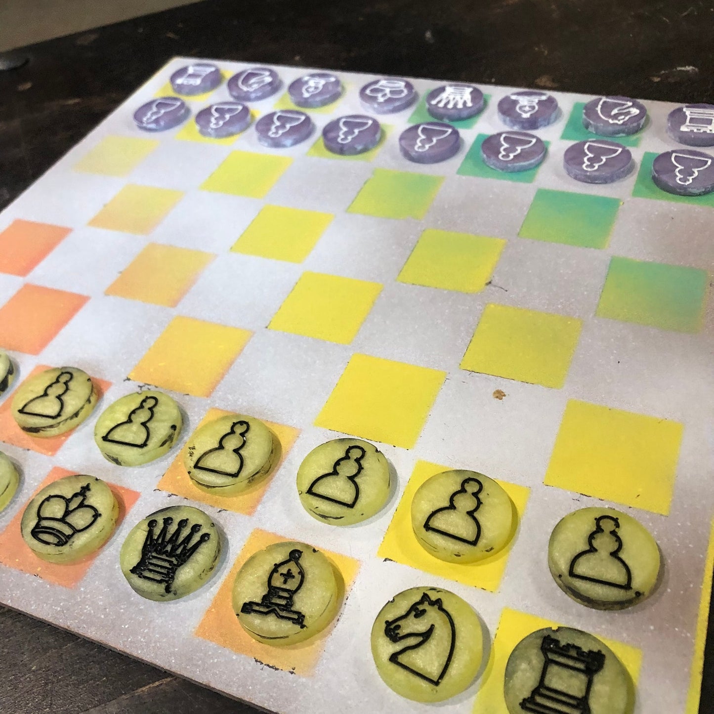 Fading Rainbow - Painted Chess Set