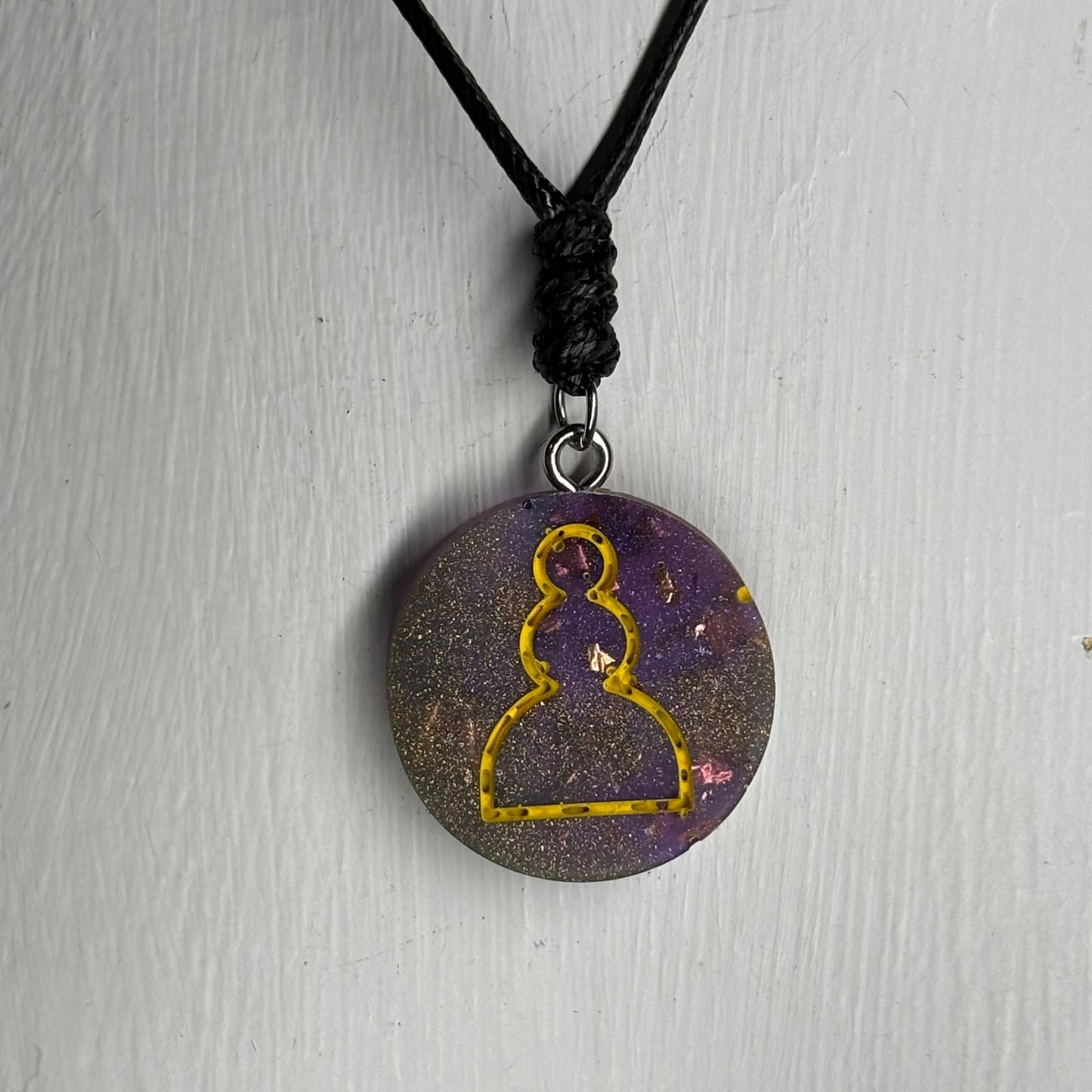 Purple Crystal Pawn - Handmade Resin Chess Necklace