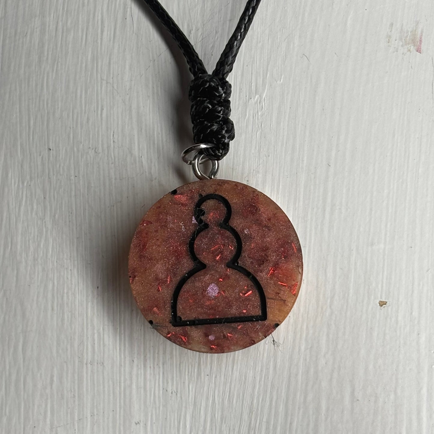 Orange Fire Red Pawn - Handmade Resin Chess Necklace
