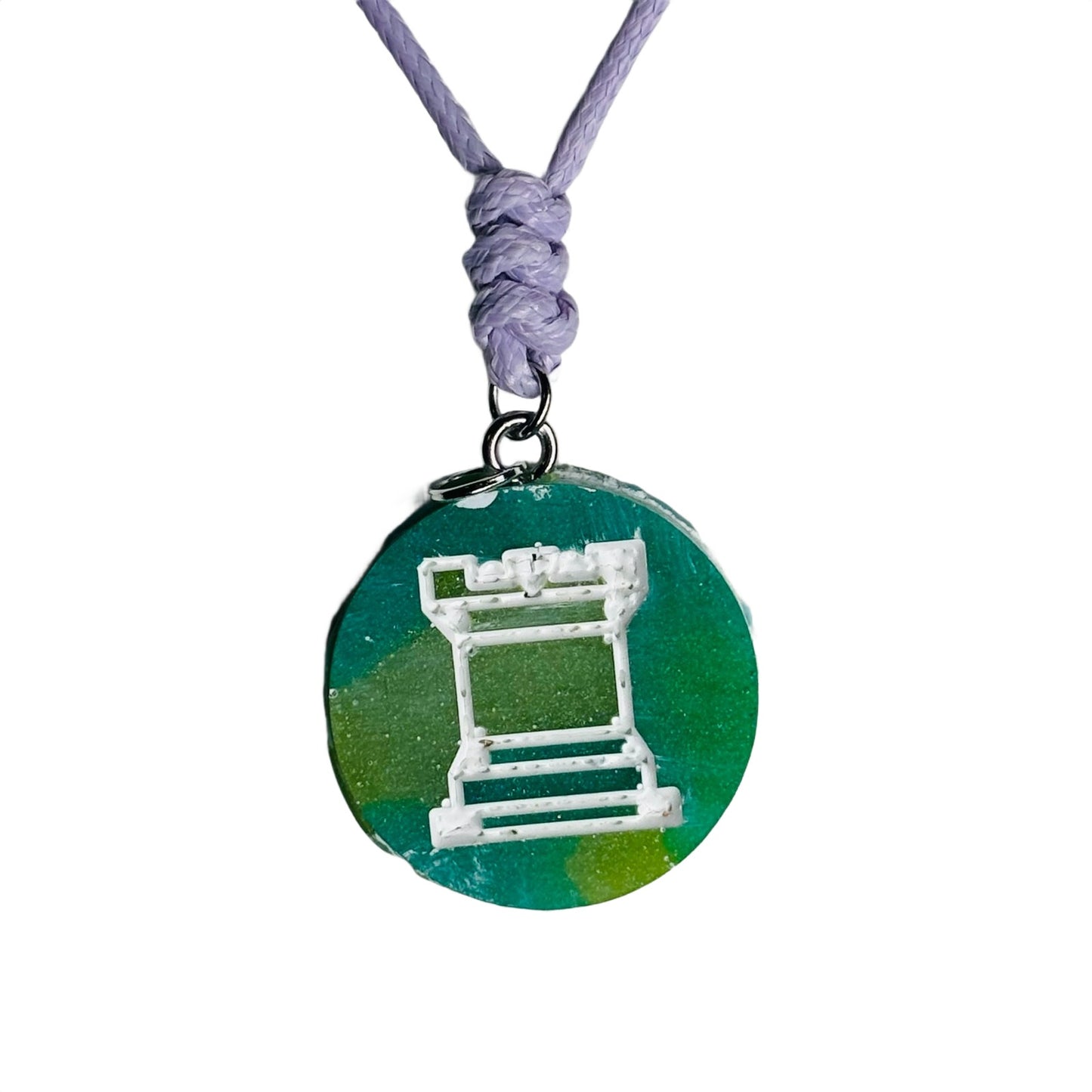 Green Rook - Handmade Resin Chess Necklace
