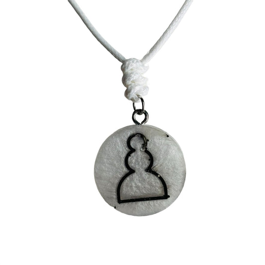 Silver Pawn - Handmade Resin Chess Necklace