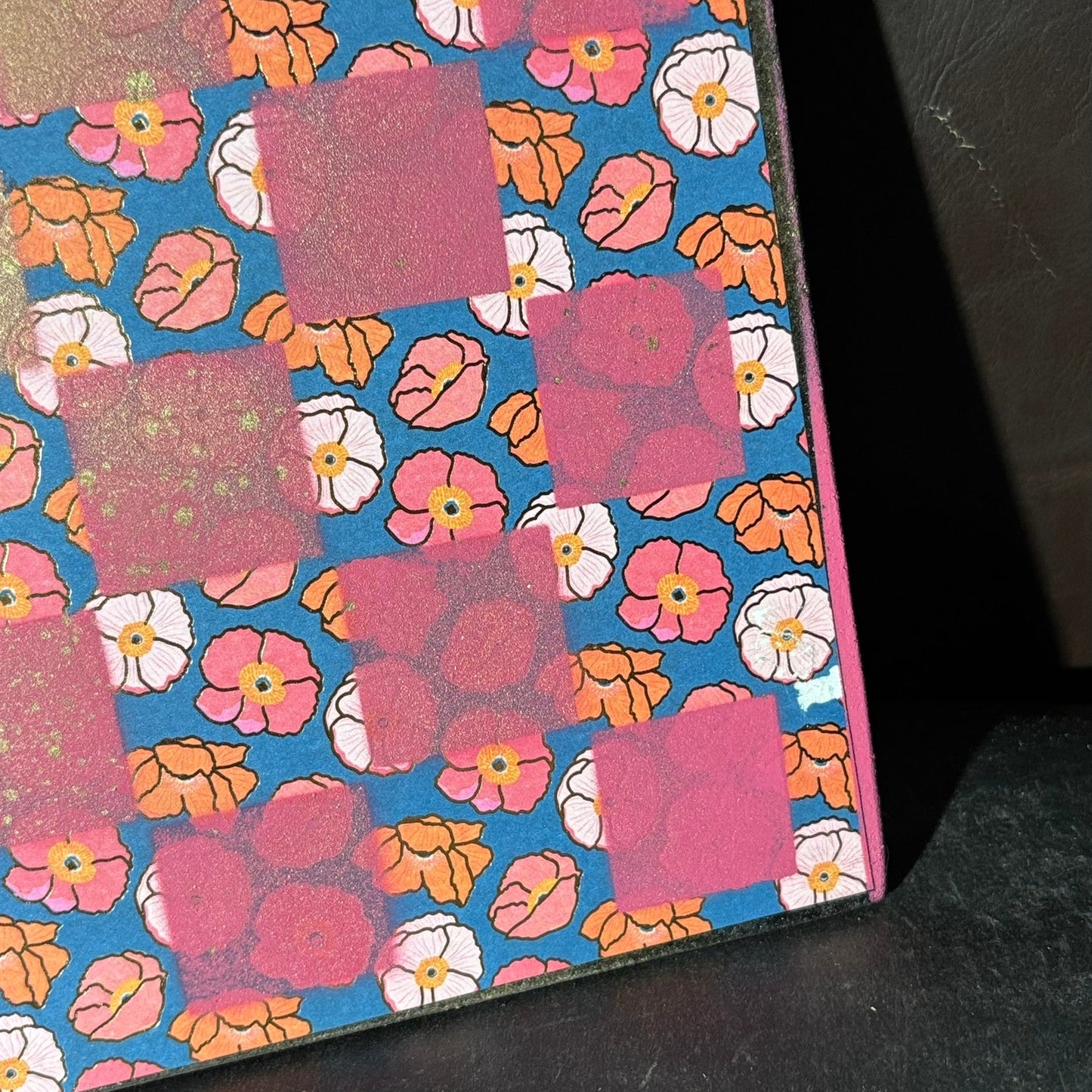 Pink Shade Flowers - Scrapbook Chess Board