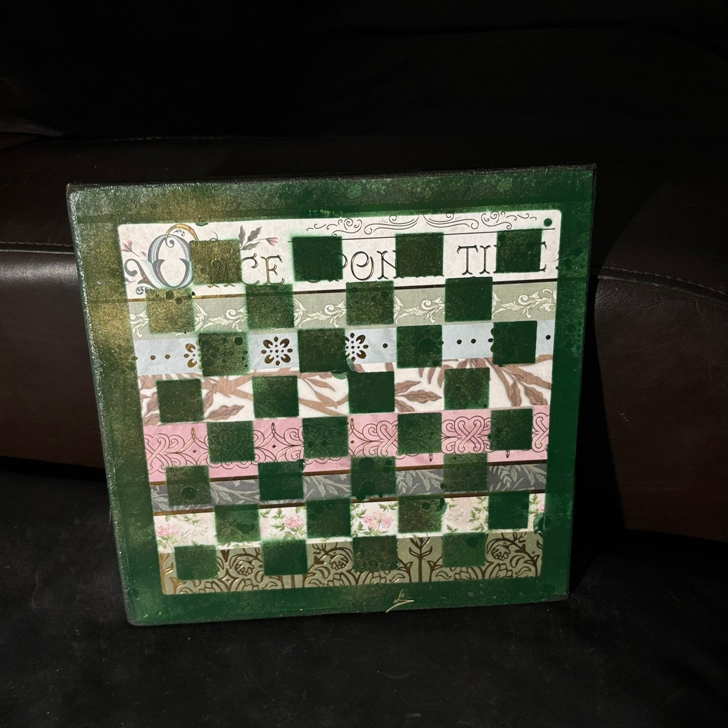 Green Collage - Scrapbook Chess Board