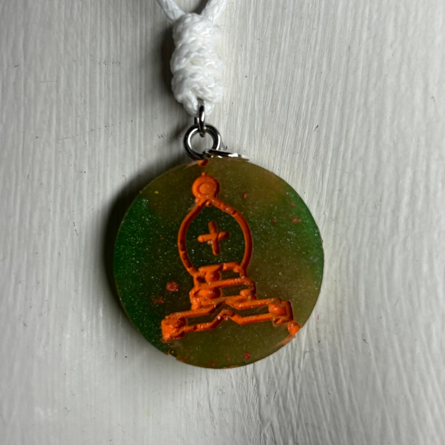 Dirty Green Bishop - Handmade Resin Chess Necklace