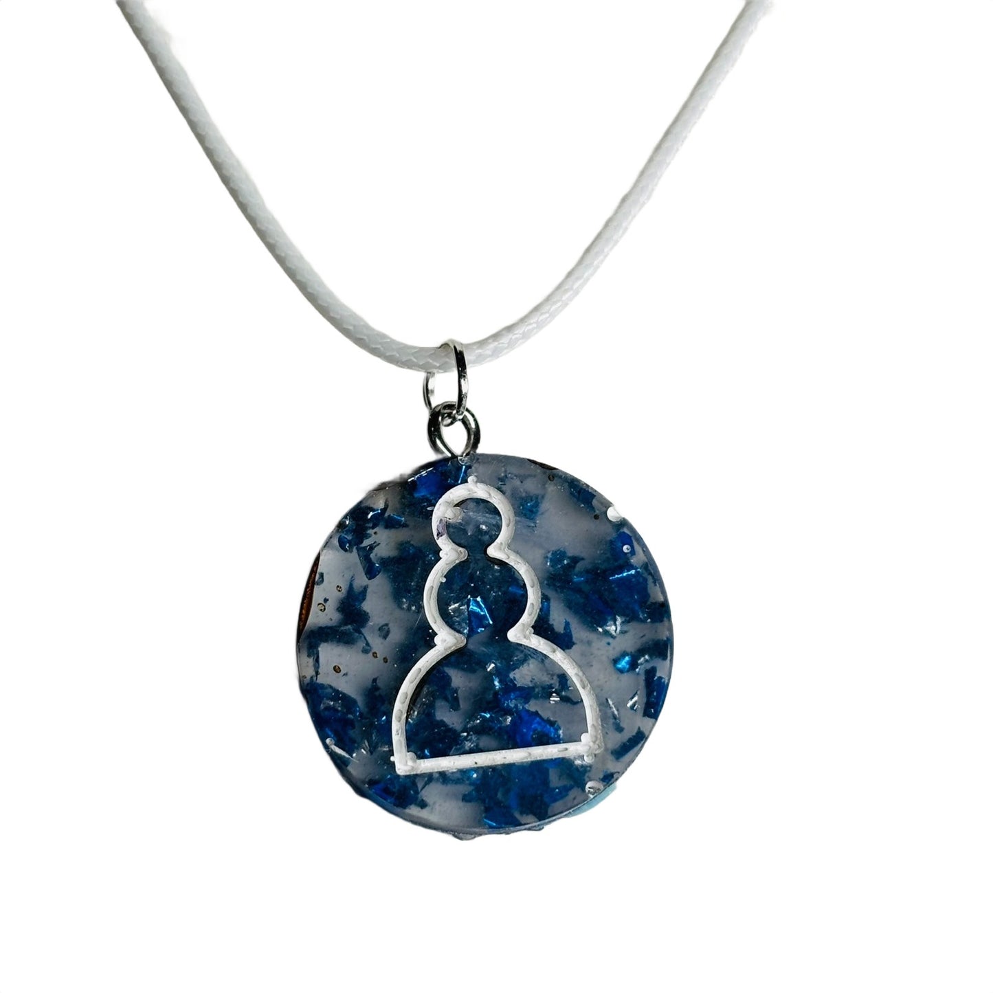 Vintage Royal Blue Pawn - Handmade Resin Chess Necklace