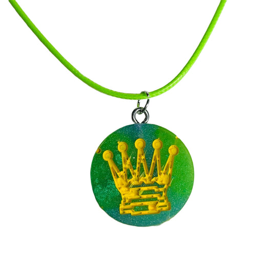 Green Queen - Handmade Resin Chess Necklace
