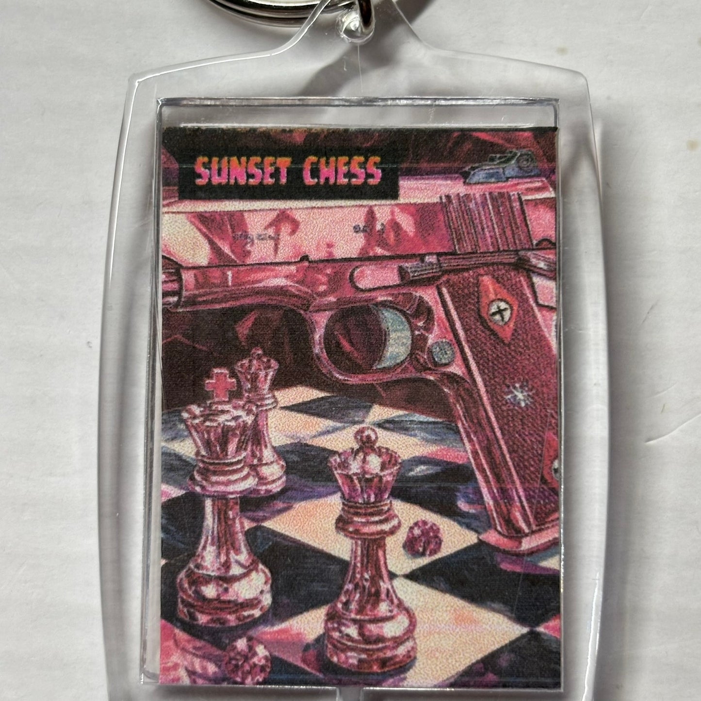 Pink Blaster - Chess  Photo Keychain