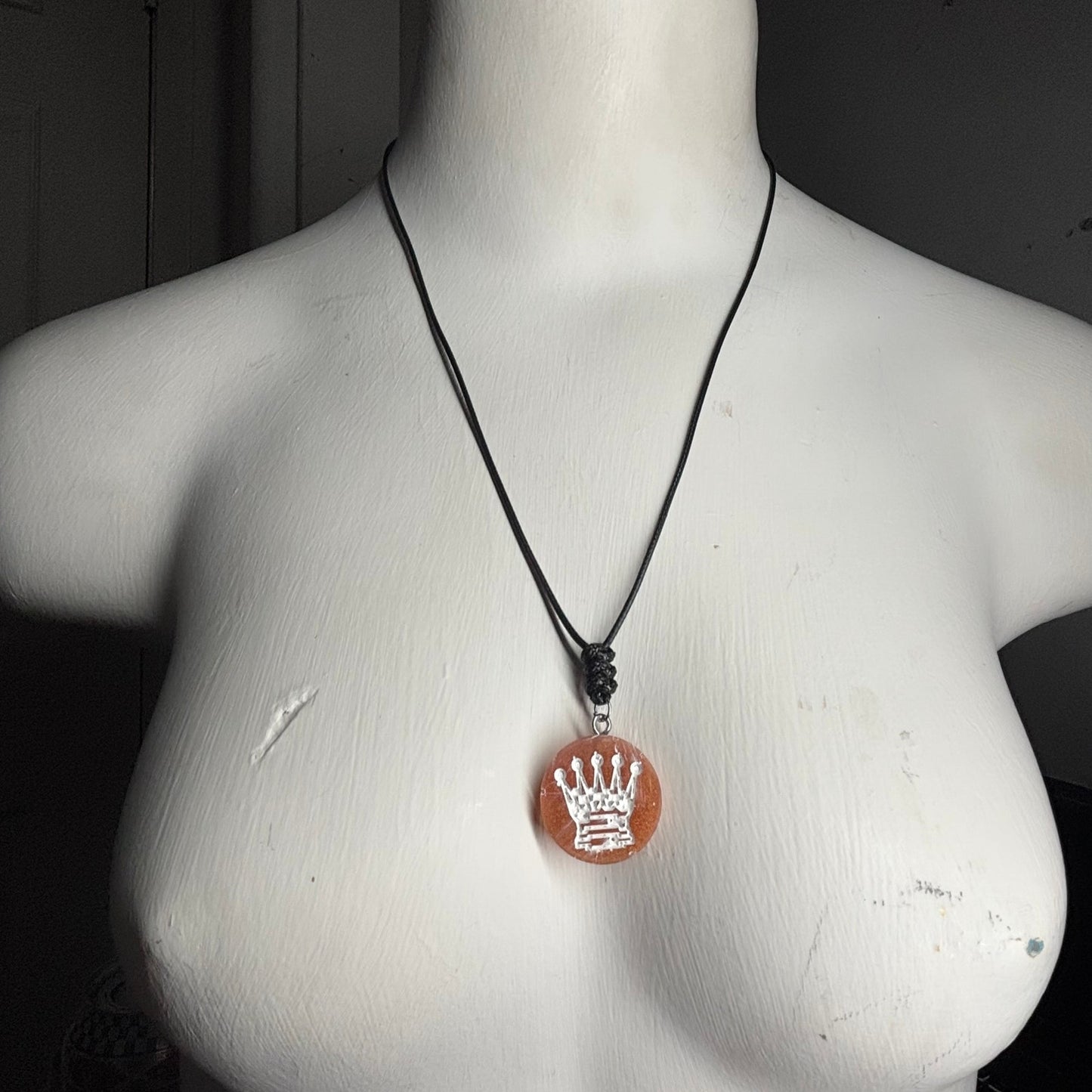 Orange Queen - Handmade Resin Chess Necklace