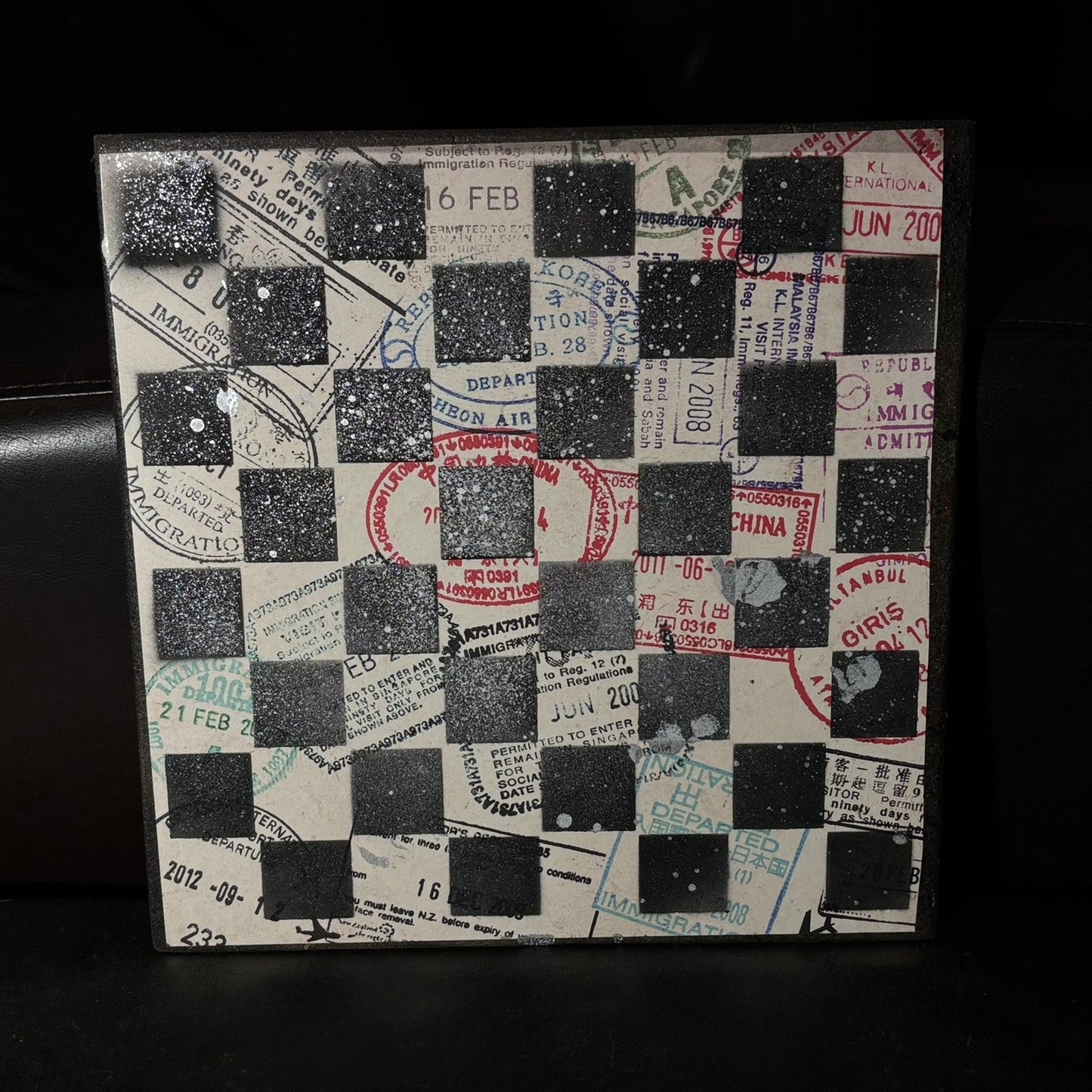 Vintage Stamps - Scrapbook Chess Board