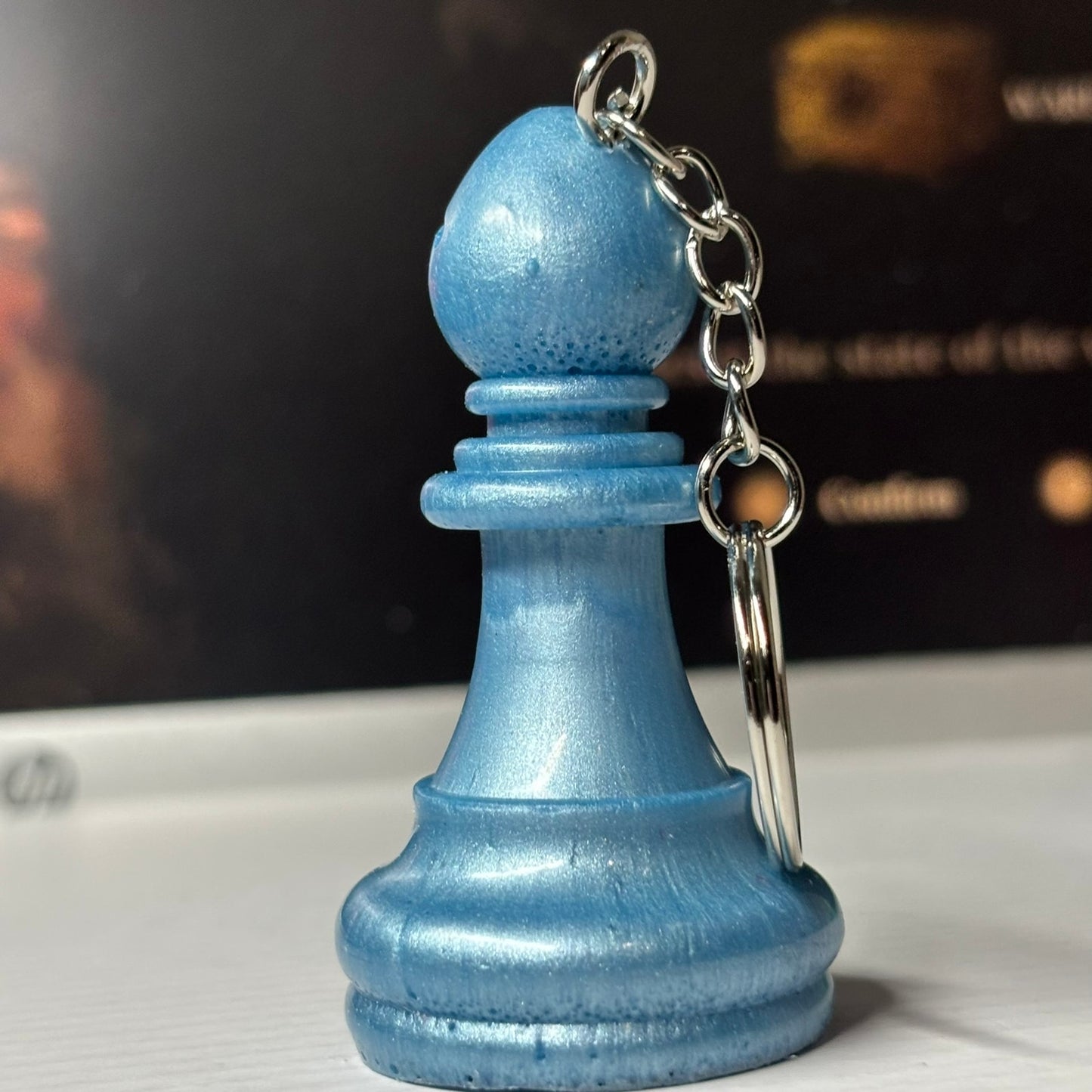 Artistic Blue - Handmade Resin Keychain - Large Edition