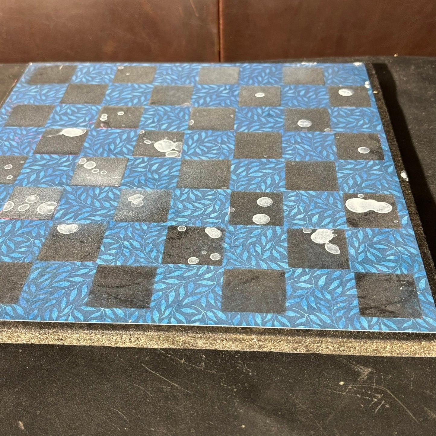 Blue Leaves - Scrapbook Chess Board
