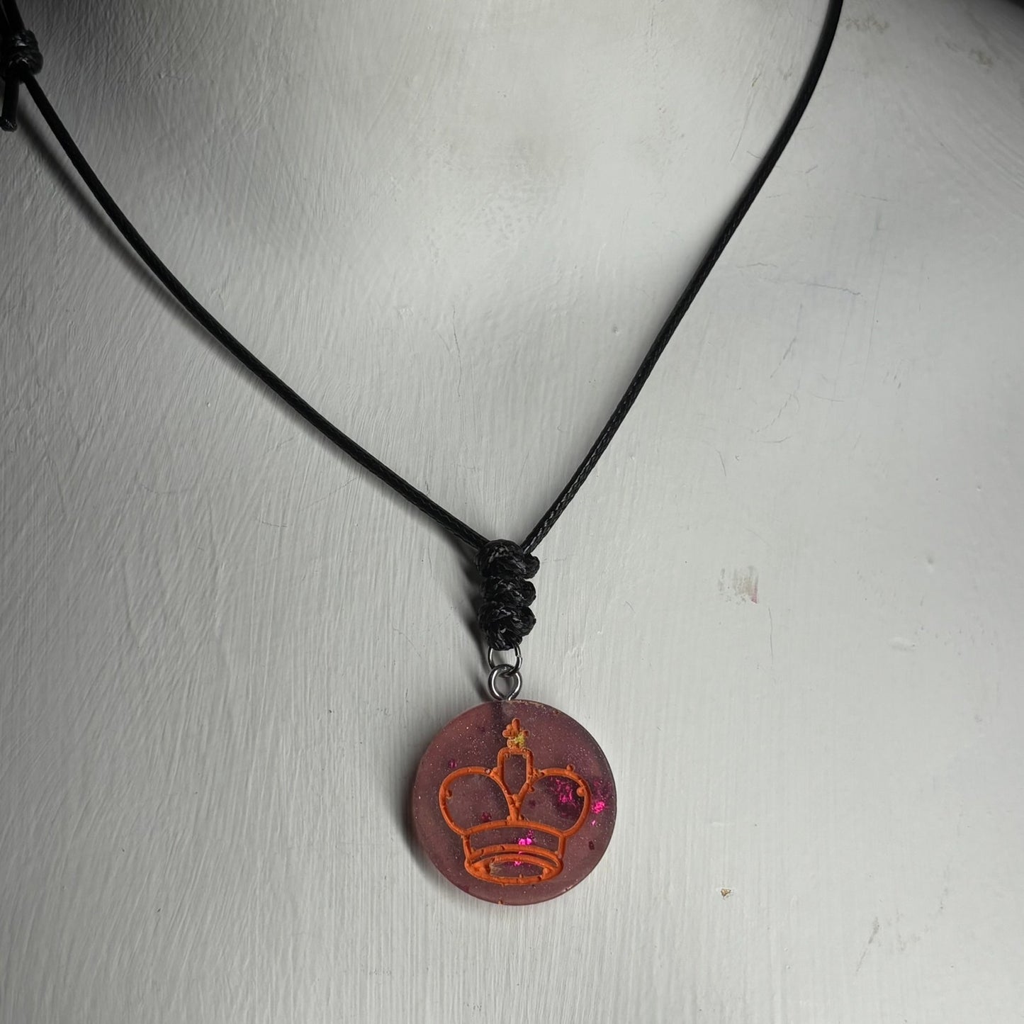 Vintage Orange King - Handmade Resin Chess Necklace