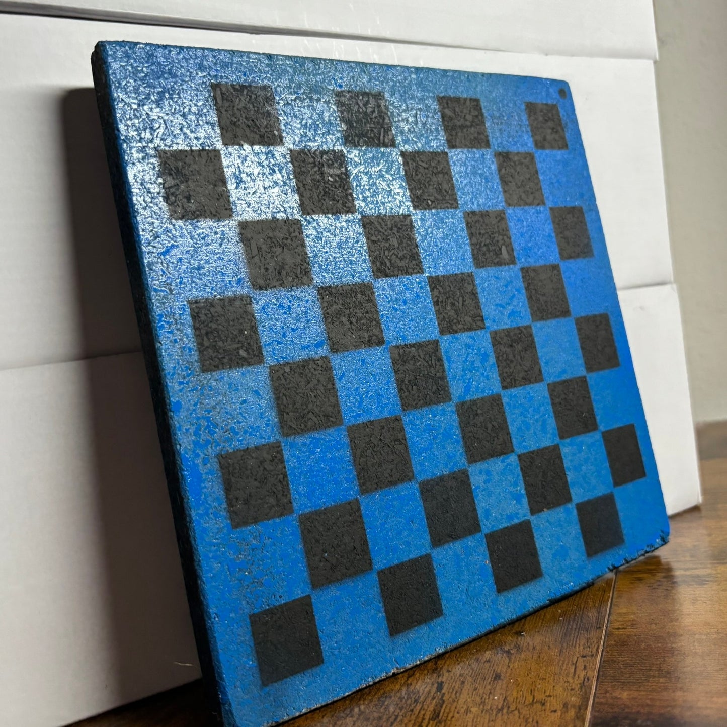 Blue & Black - Painted Double Sided Chess Board