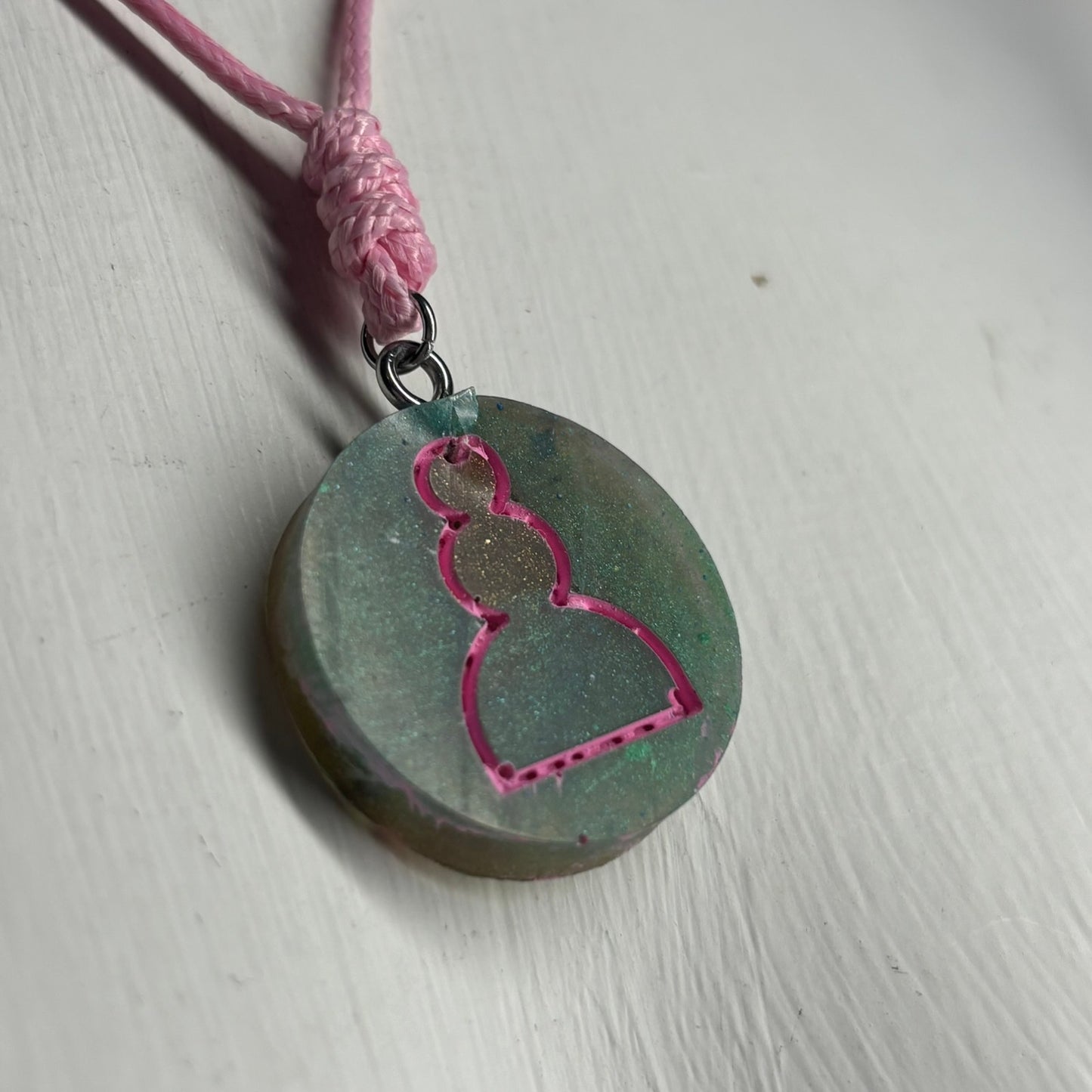 Forest Pink Pawn - Handmade Resin Chess Necklace