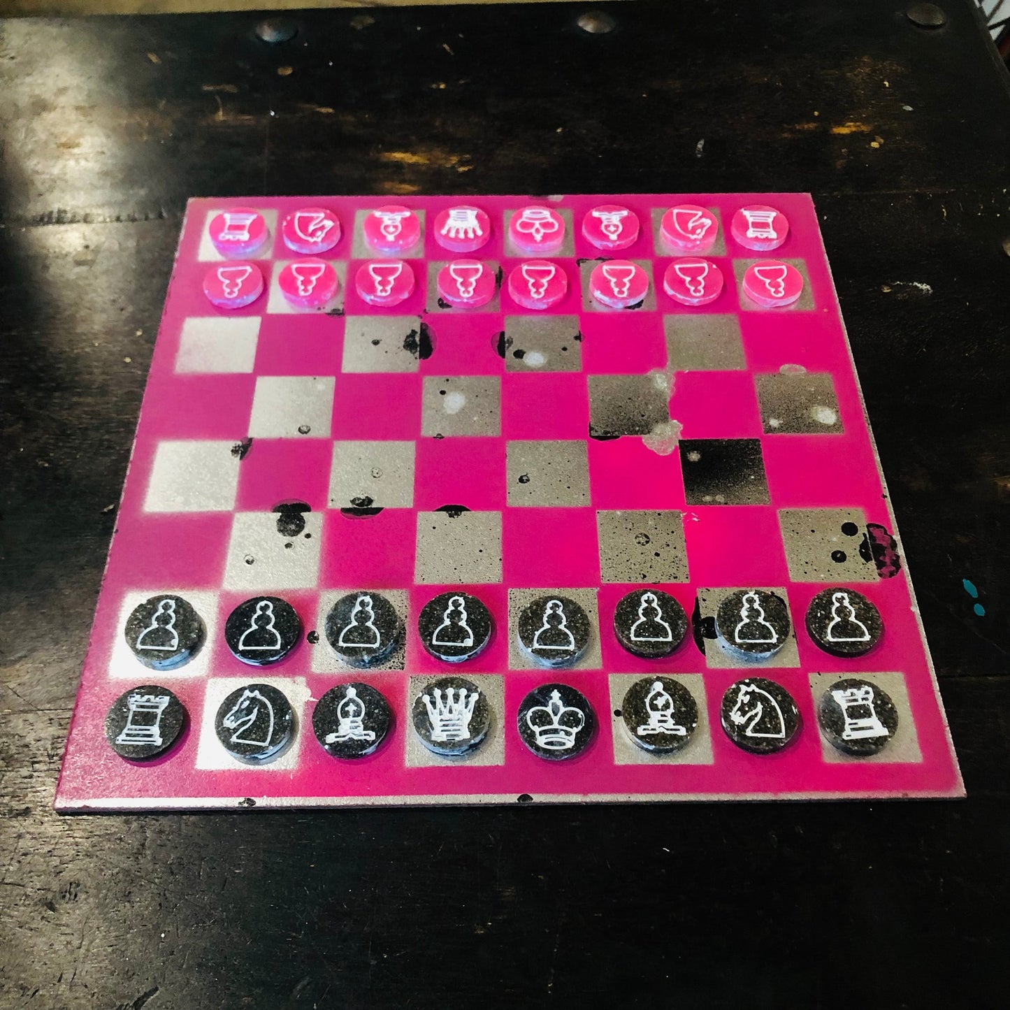 Chrome Fade Pink - Painted Chess Set