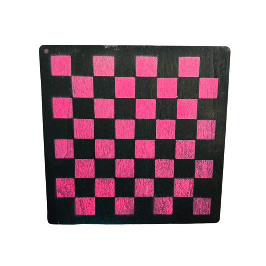 Pink & Black - Painted Thin Wooden Chess Board