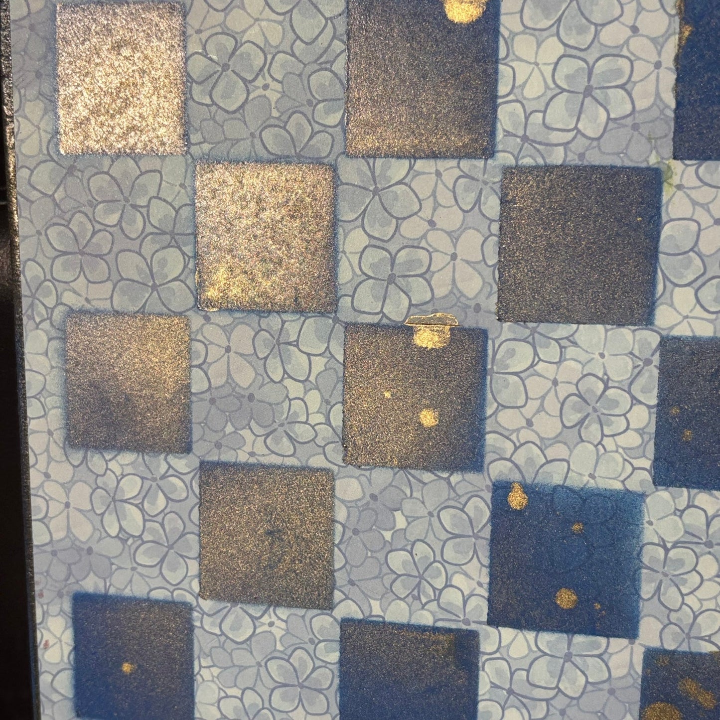 Metallic Blue Flowers - Scrapbook Chess Board
