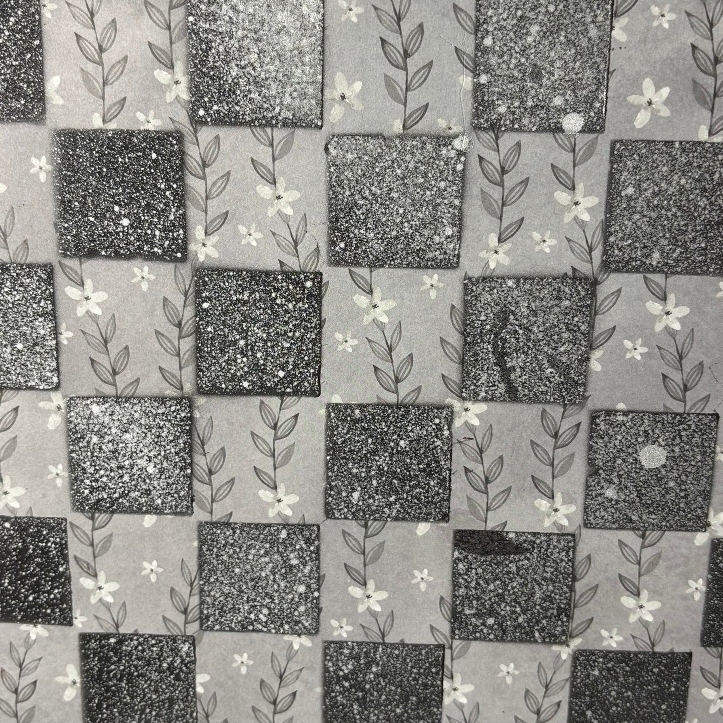 Gray Plant Pattern - Scrapbook Chess Board