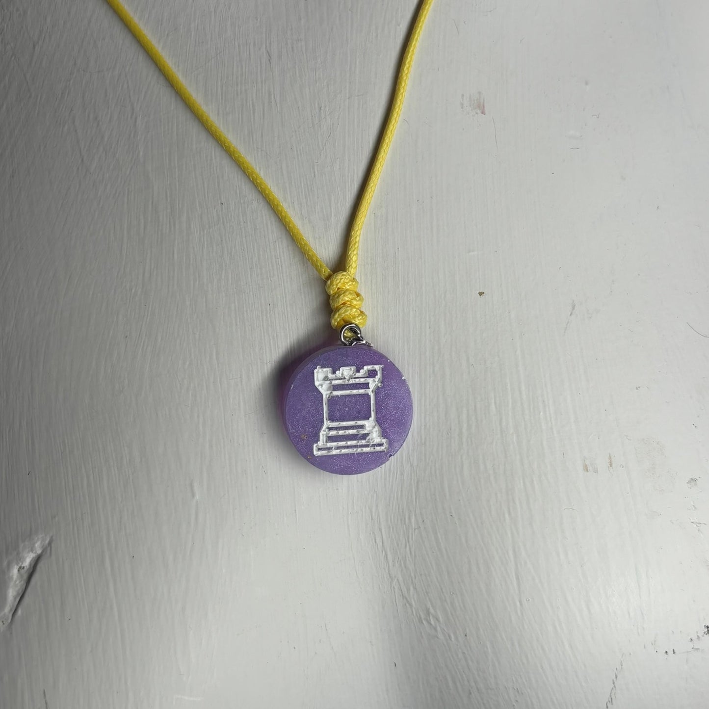 Purple Rook - Handmade Resin Chess Necklace