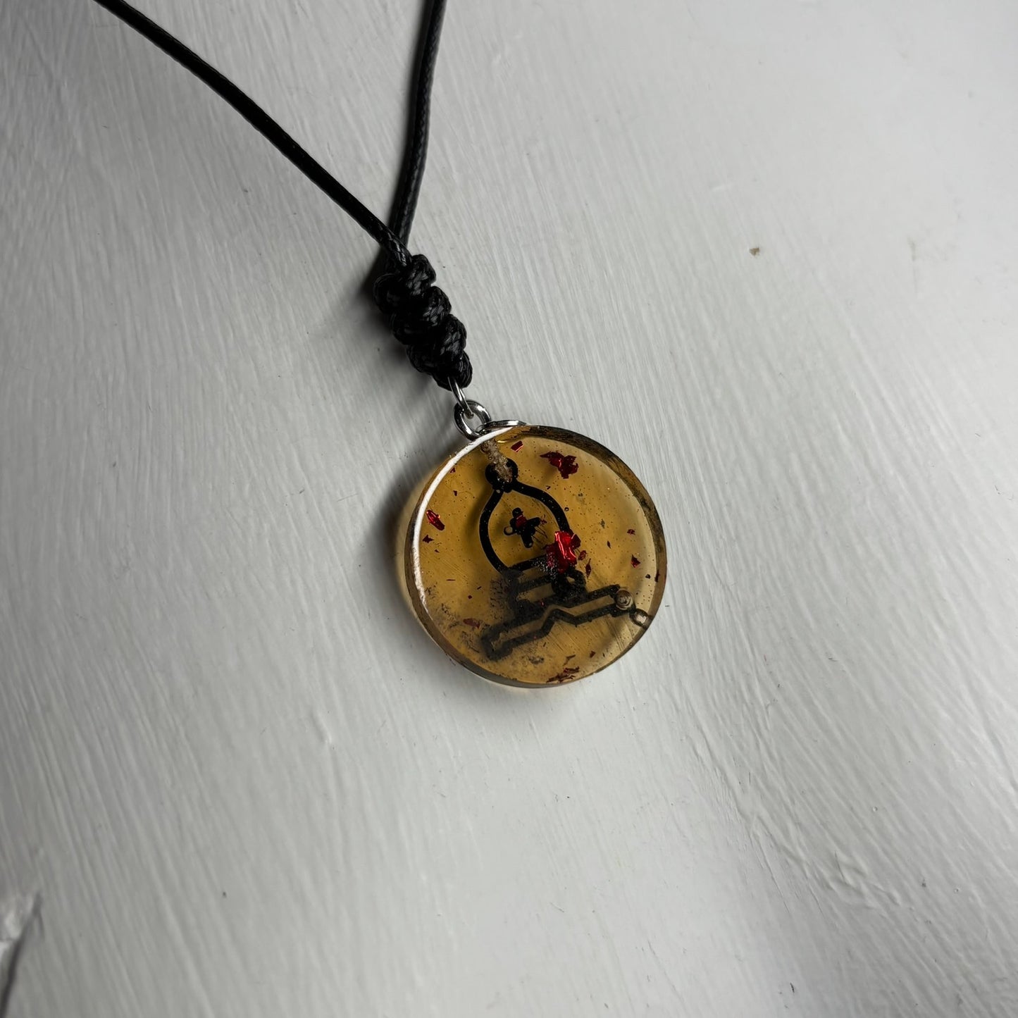 Yellow Transparent Bishop - Handmade Resin Chess Necklace