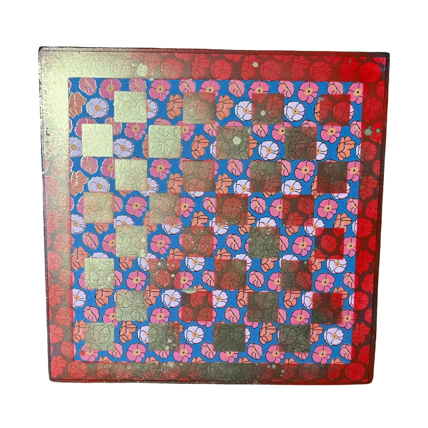 Golden Flowers - Scrapbook Chess Board