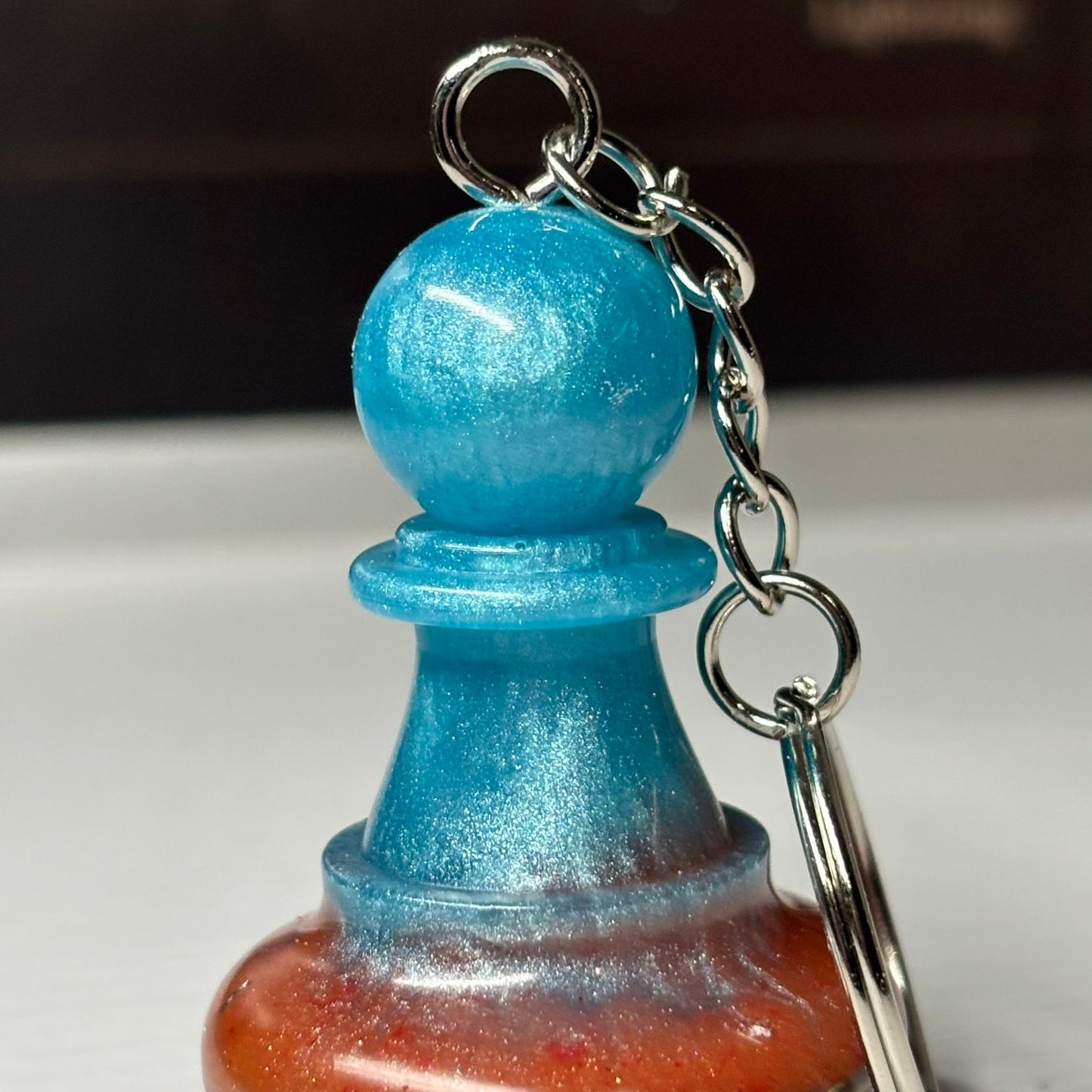 Blue Royal Pawn - Handmade Resin Keychain - Large Edition