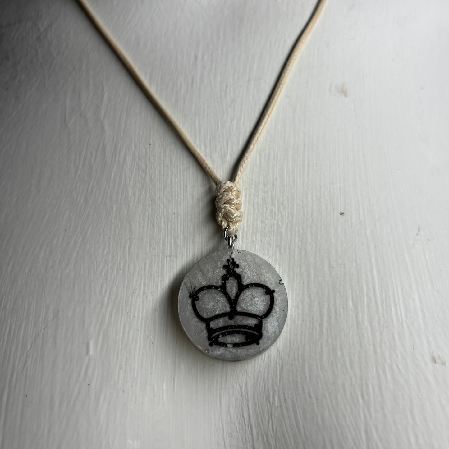 Classic Gray King - Handmade Resin Chess Necklace