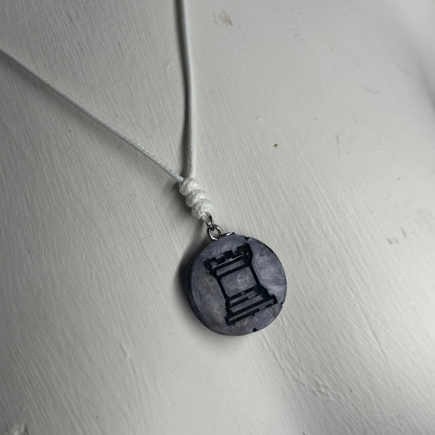 Dark Purple Rook - Handmade Resin Chess Necklace