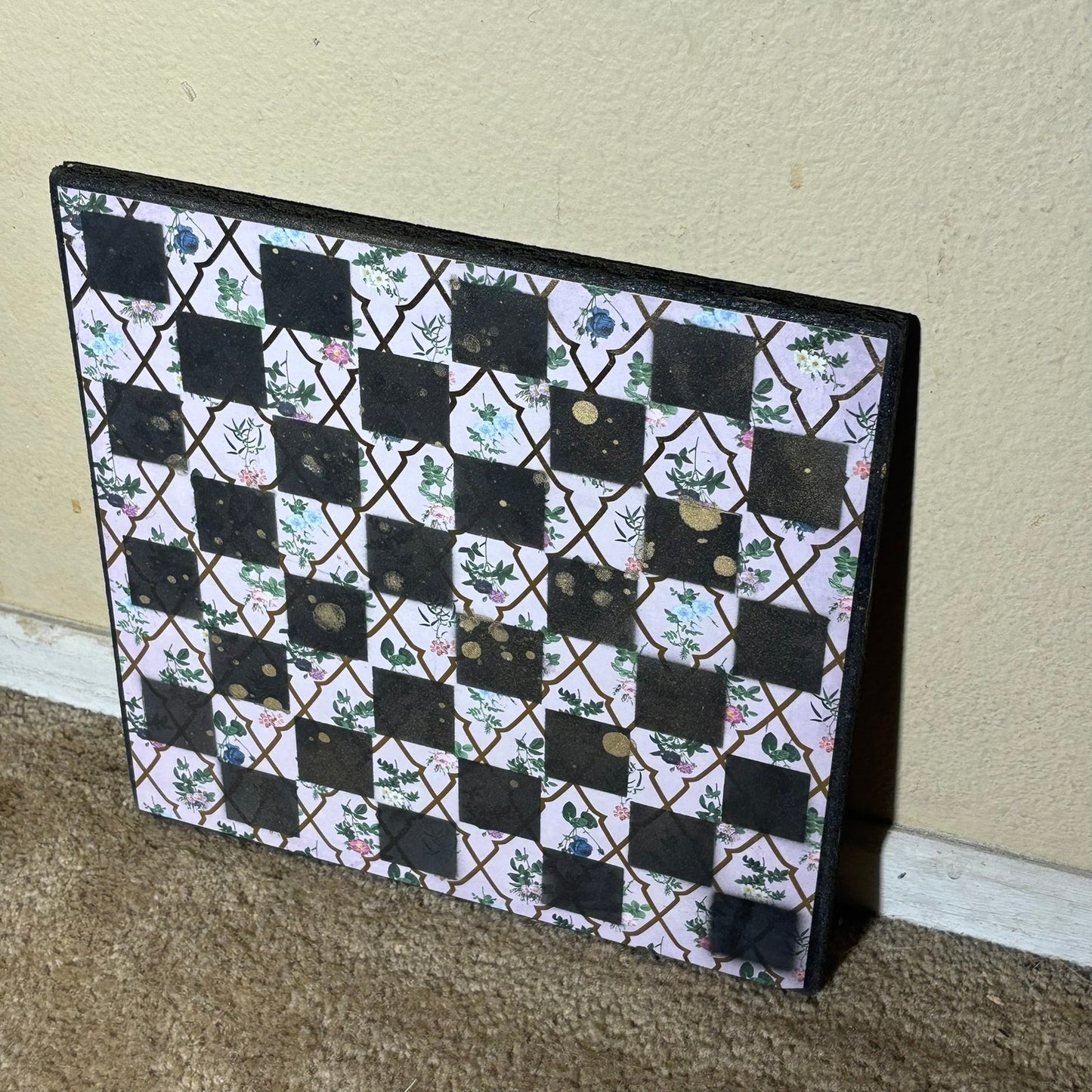 Vintage Flower Garden - Scrapbook Chess Board