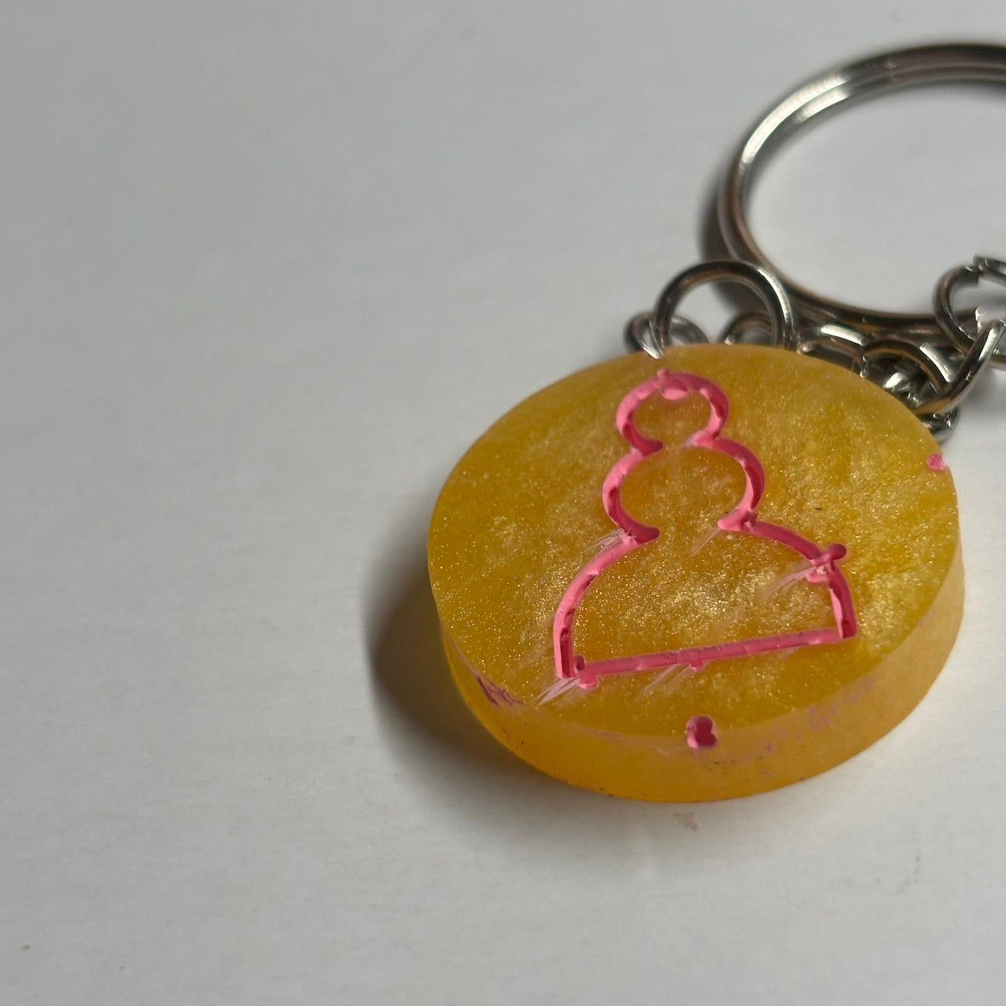 Banana Yellow Pink Pawn - Handmade Resin Keychain