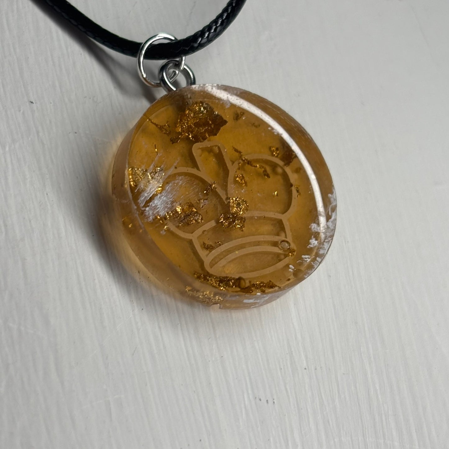 Amber King - Handmade Resin Chess Necklace
