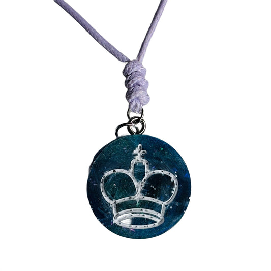 Blue King - Handmade Resin Chess Necklace